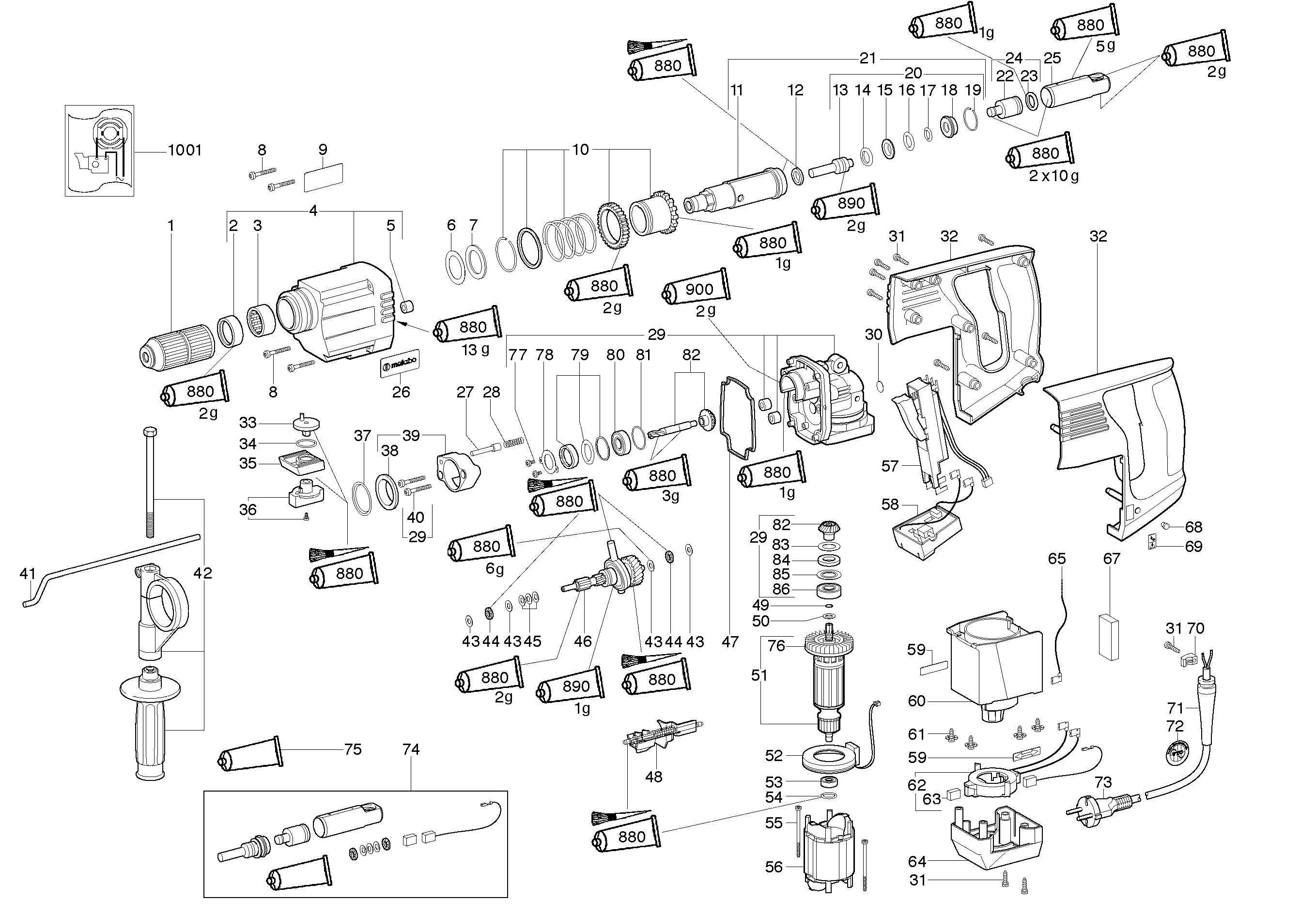 Hans Sauer GmbH Ersatzteile Metabo KHE 40 Bohrhammer