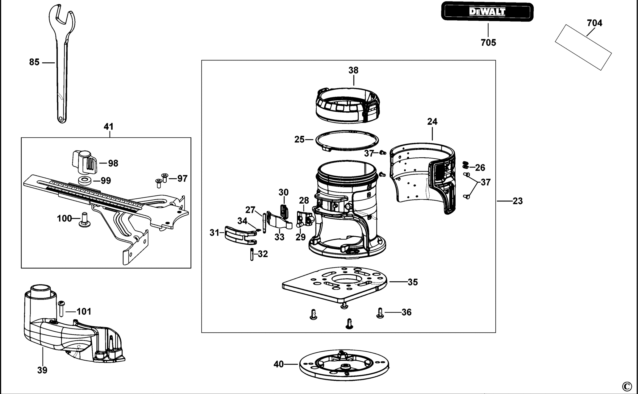 Hans Sauer GmbH Ersatzteile DeWalt DCW604 QW TYPE 1 FRÄSMASCHINE