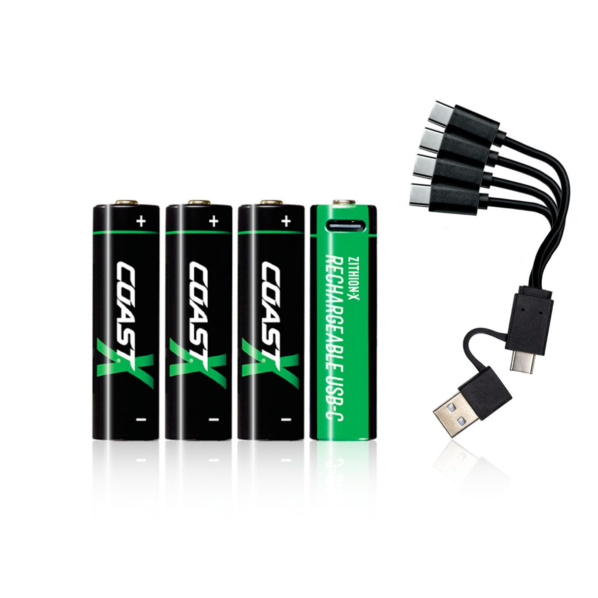 COAST AA USB-C Akkus 1.5V 2400 mAh 4 Stück inklusive Ladekabel