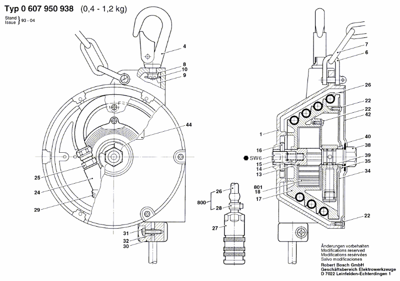 Bosch 0,4kg min, 1,2kg max, 800 mm, 1,2kg