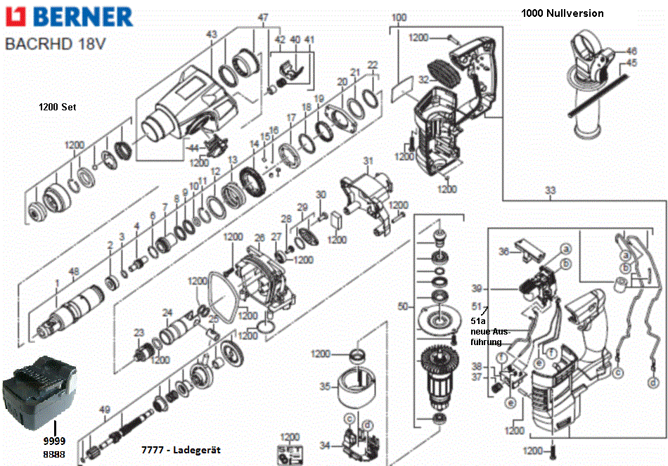 Berner BACRHD 18V - Akkubohrhammer