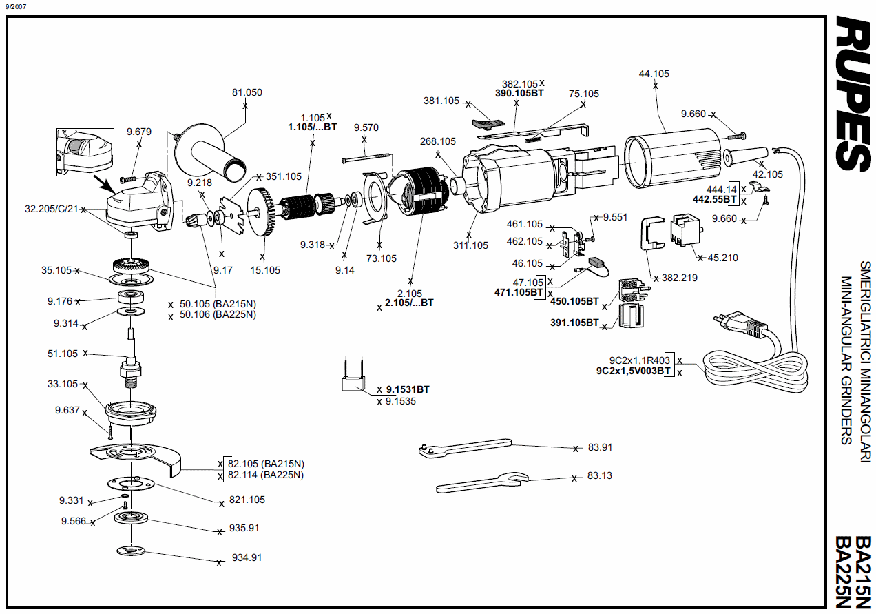 BA 225N - BA 215N - Winkelschleifer 125mm