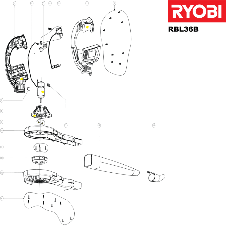 Ryobi RBL36B RBL36B-36V Li-Ionen Akku-Geb XX96