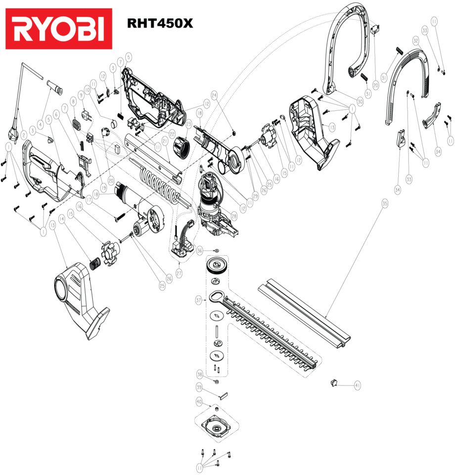 Ryobi RHT450X 450W LongReach Heckenscher XX96