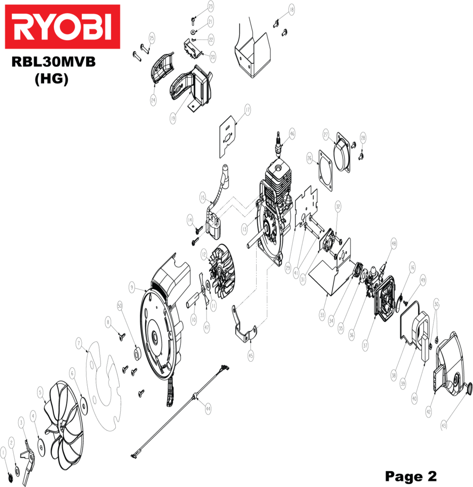 Ryobi Rbl30mva Hans Sauer GmbH - Ersatzteile Ryobi - RBL30MVB Laubhäckselsauger 30 cm XX96
