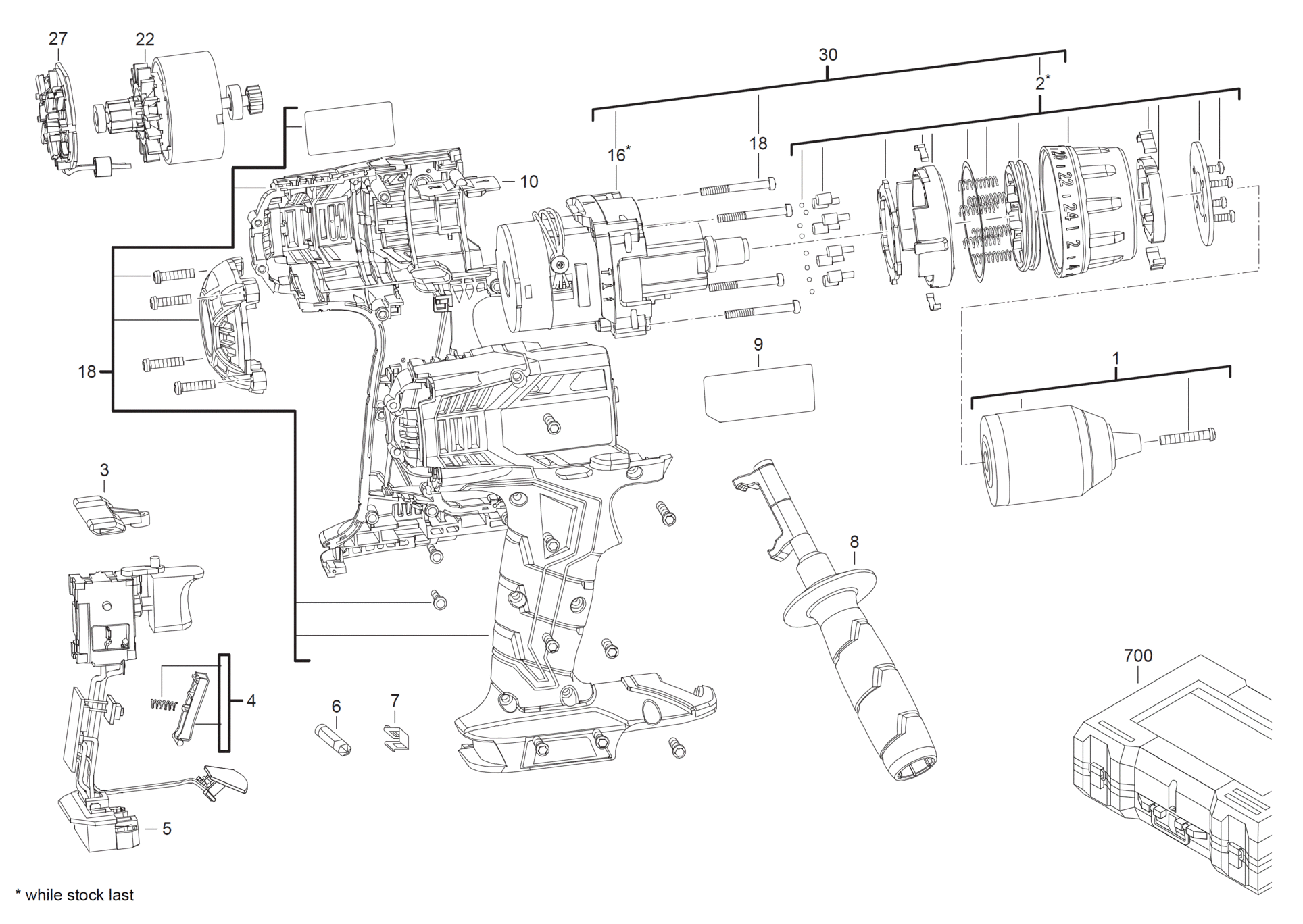 AEG, Milwaukee, Ryobi (TTI) BSB18LI-302C AKKU-SCHLAGBOHRER