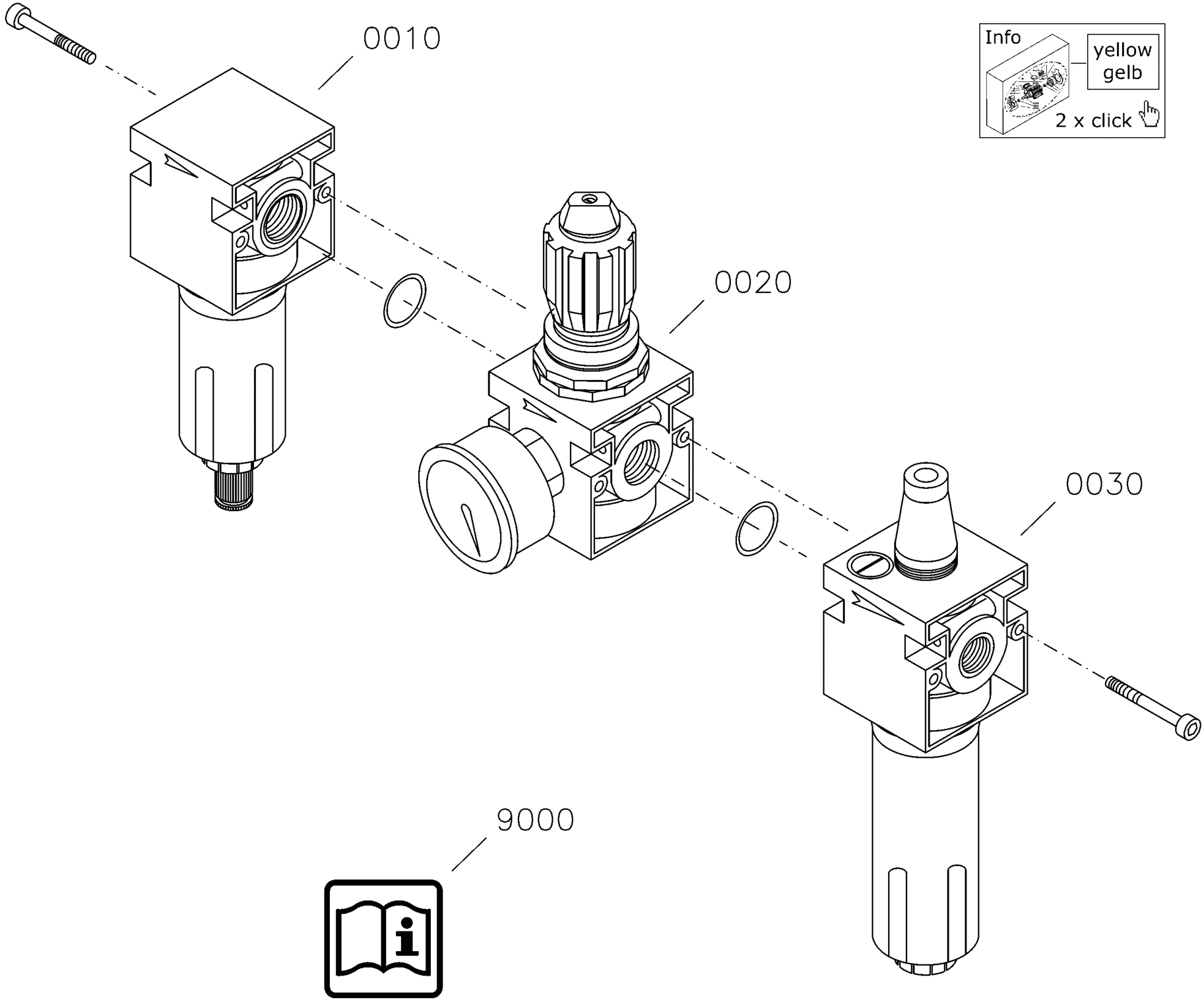 Schneider Airsystems (Druckluft) WE-FRL 34 20 RSA12NTMV Filtereinheit 3-fach