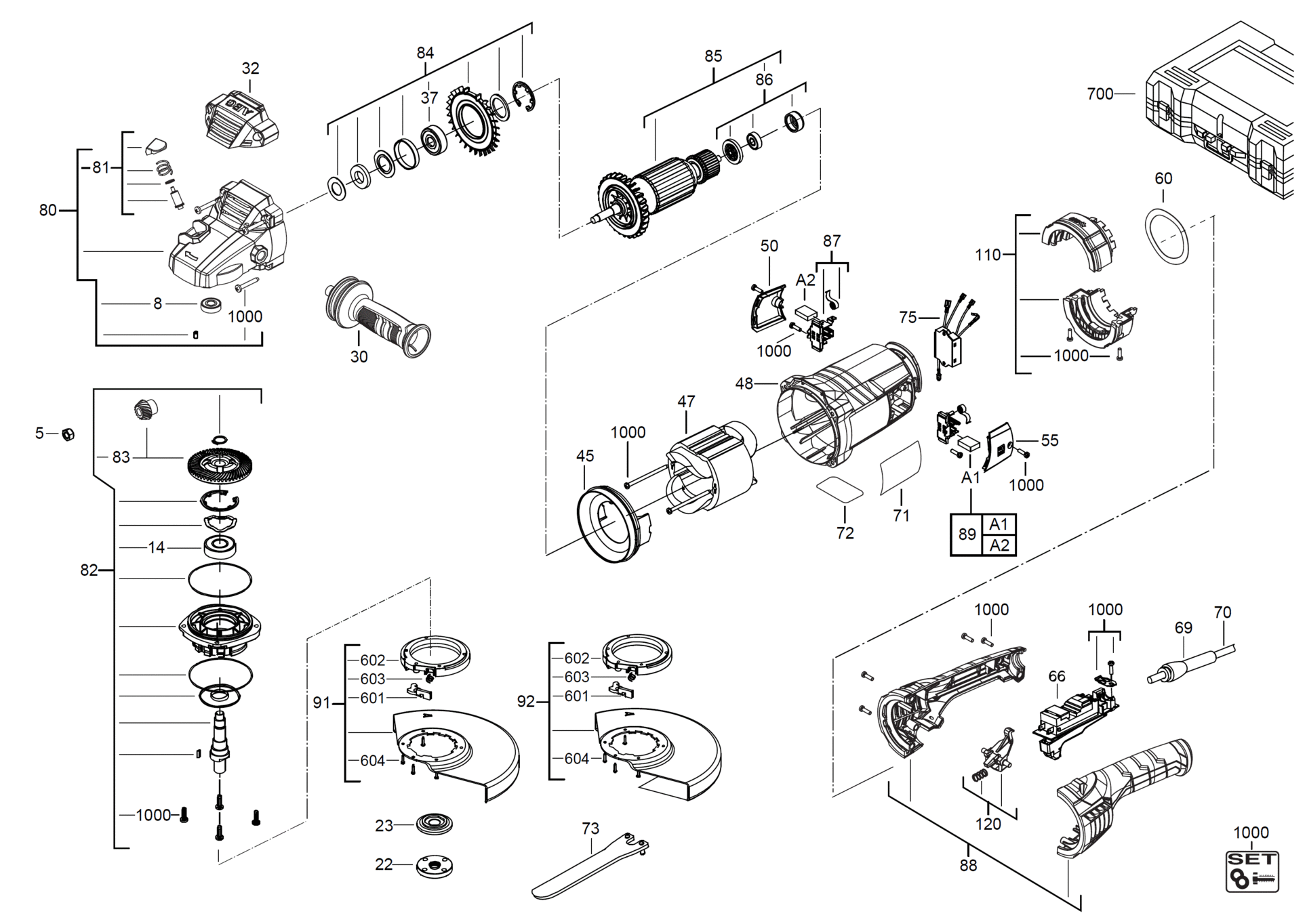 AEG, Milwaukee, Ryobi (TTI) WS24-230GEVKIT - Winkelschleifer 