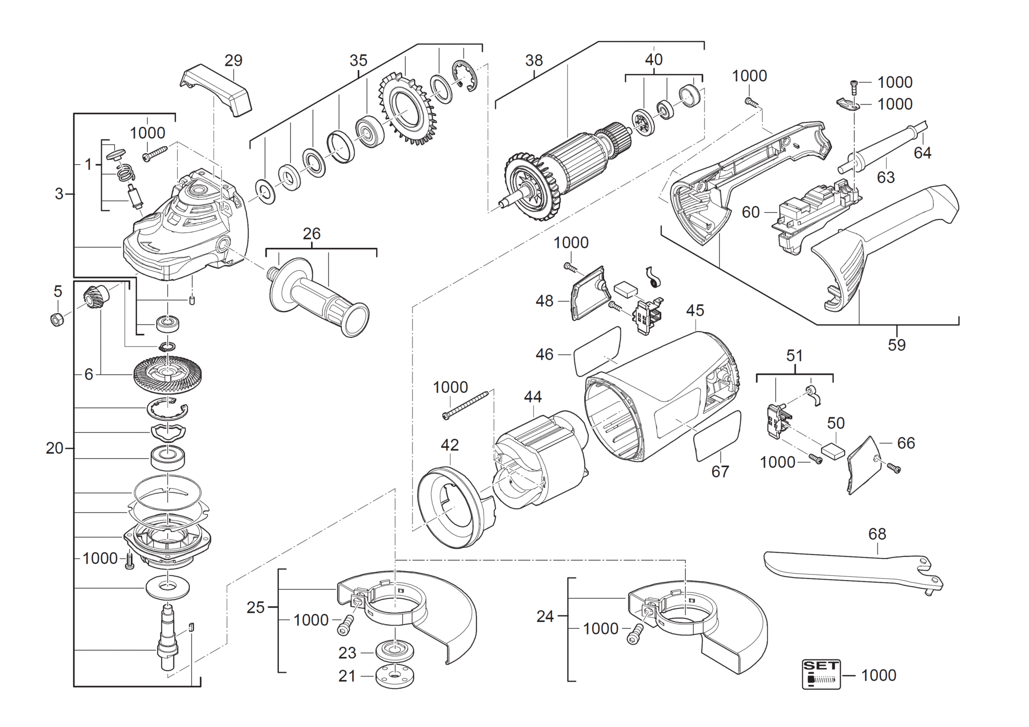 AEG, Milwaukee, Ryobi (TTI) WS2200-230DMS - Winkelschleifer 