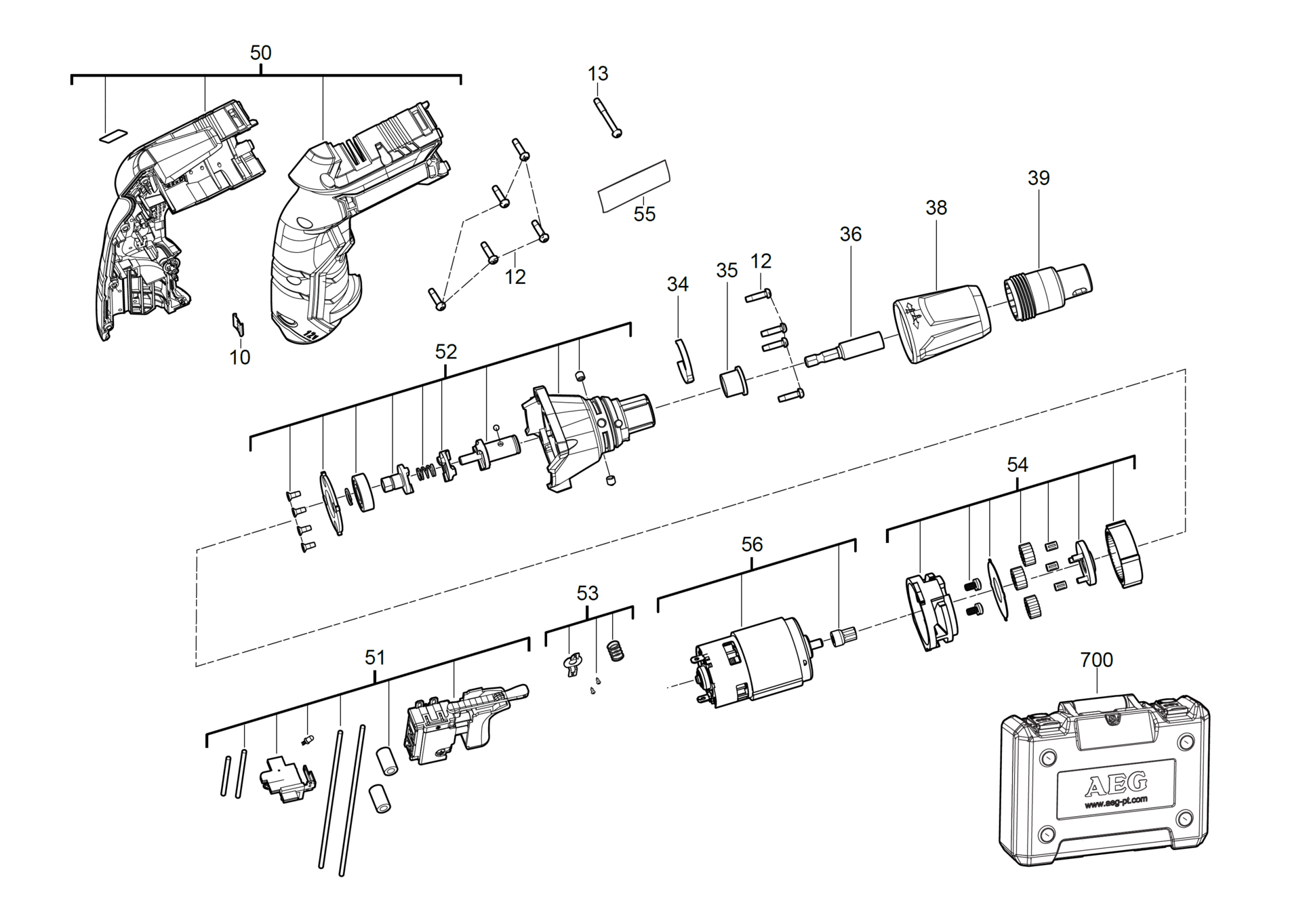 AEG, Milwaukee, Ryobi (TTI) BTS12CLI-302C - Bohrschrauber 