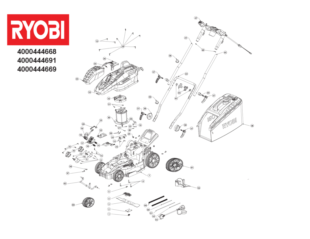 Hans Sauer GmbH Ersatzteile Ryobi RLM18C36H225 Rasenmäher XX96
