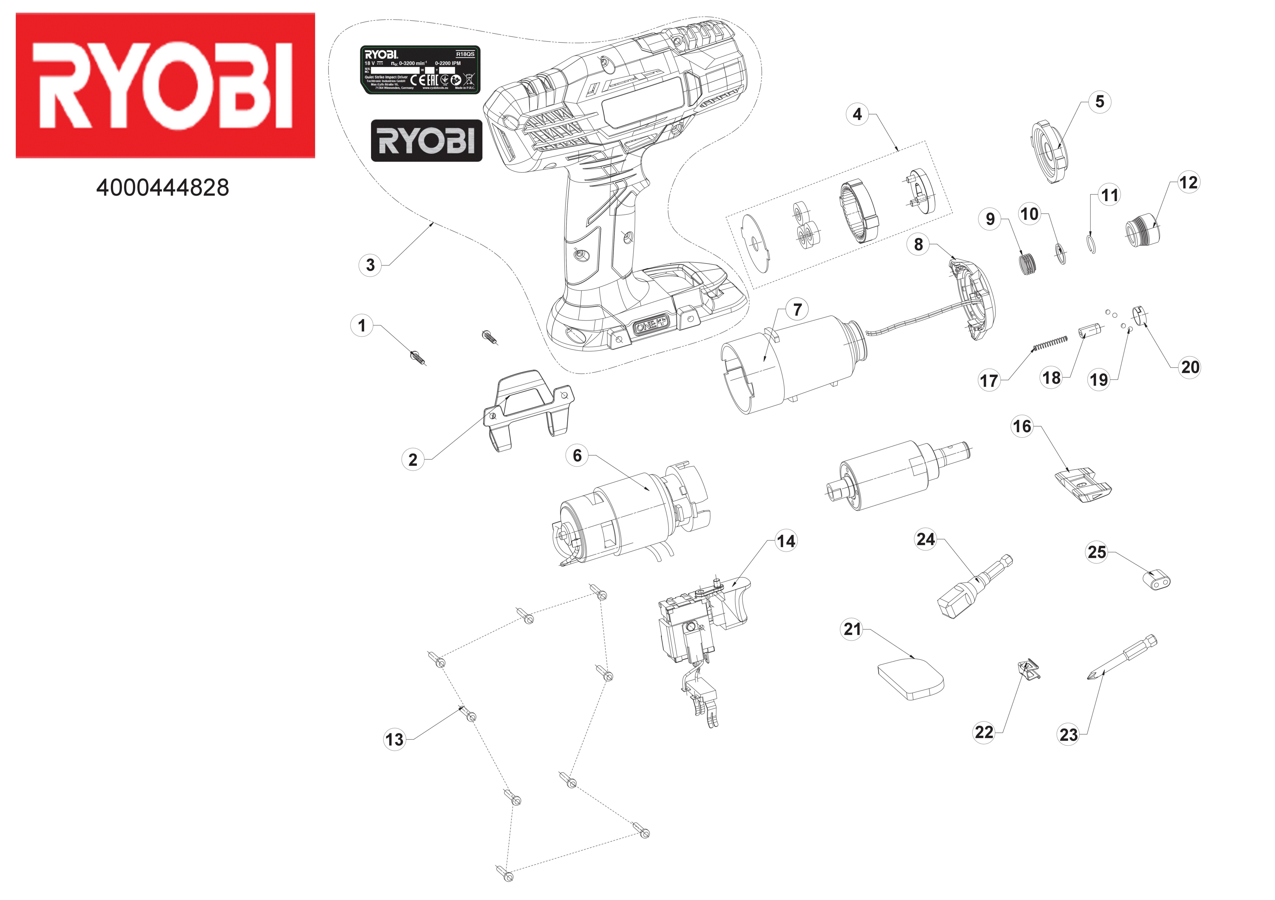 Ryobi R18QS-0 - Bohrschrauber, Schlagbohrschrauber 40004 XX96