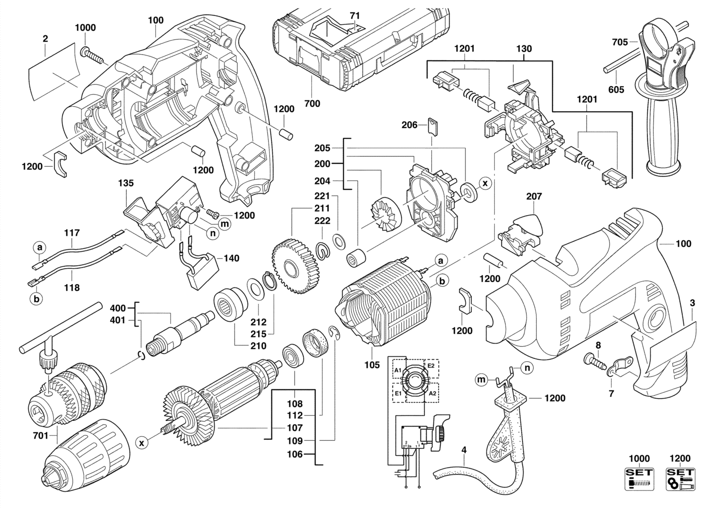 AEG, Milwaukee, Ryobi (TTI) SBE630R SILBER - Schlagbohrer 