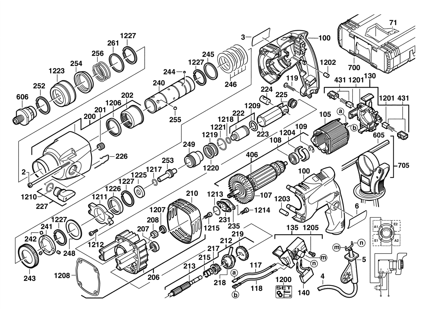 AEG, Milwaukee, Ryobi (TTI) BH24XE - Bohrhämmer 