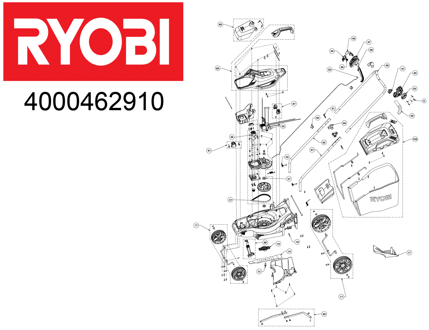 Hans Sauer GmbH Ersatzteile Ryobi OLM1833B Rasenmäher