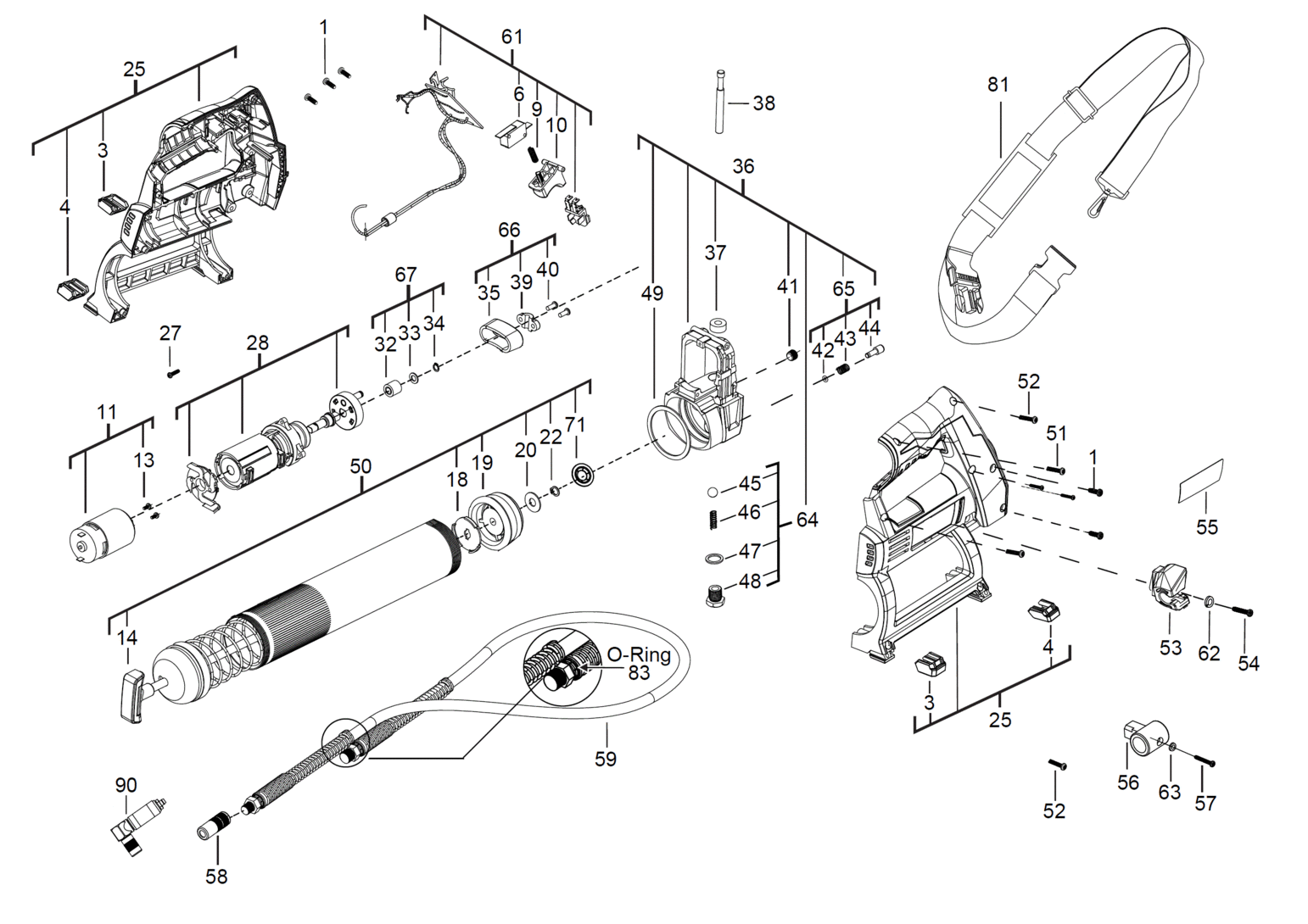 Hans Sauer GmbH - Ersatzteile Milwaukee M12GG-401B - Caulkgun