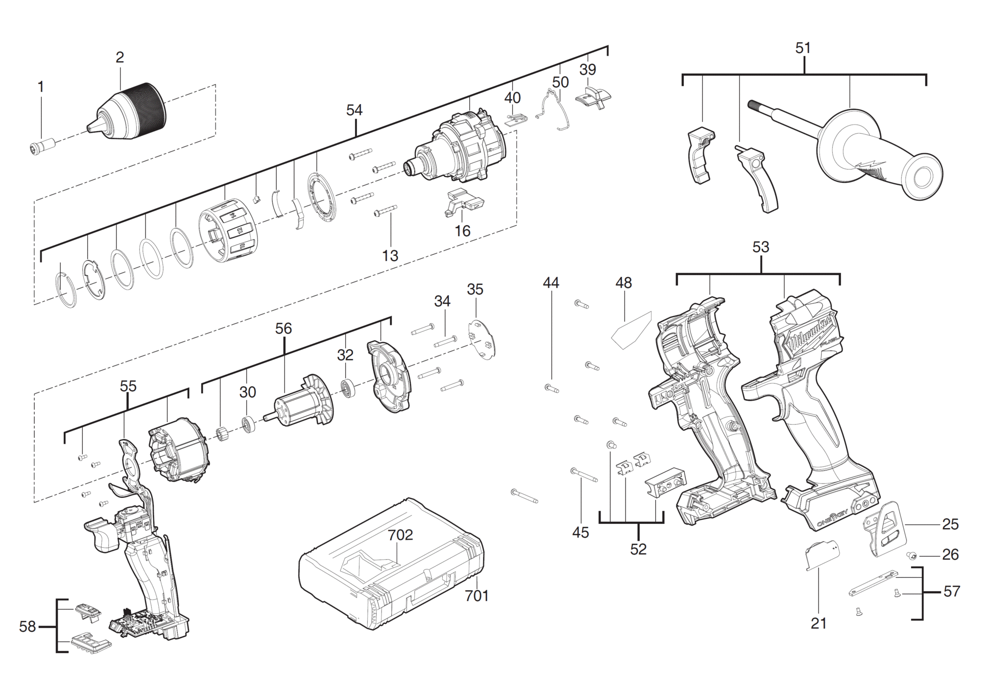 Milwaukee M18ONEDD2-502X - RotaryDrillsandDrivers 4000469