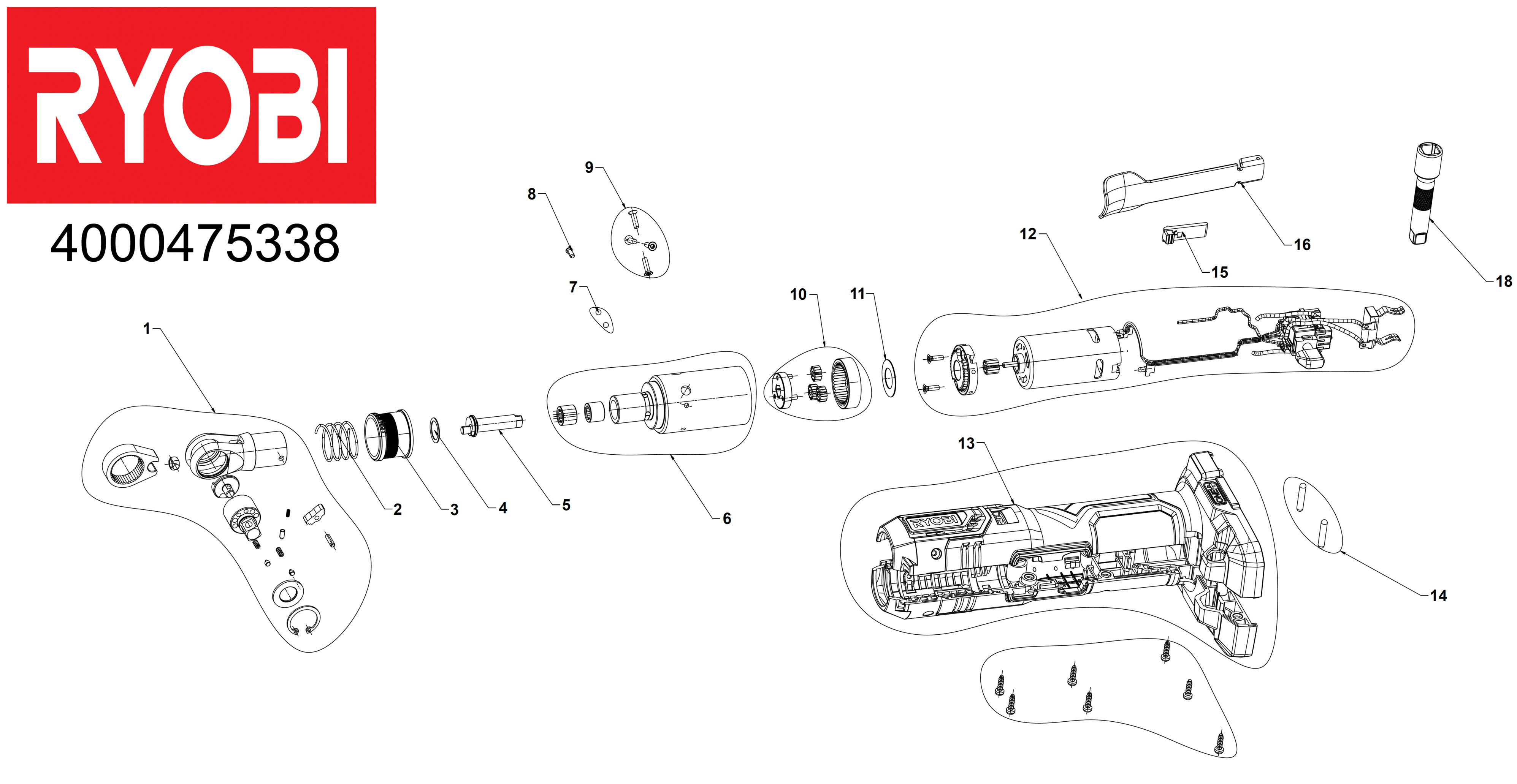 Ryobi R18RW3-0 - Bohrschrauber, Schlagbohrschrauber 4000 XX96