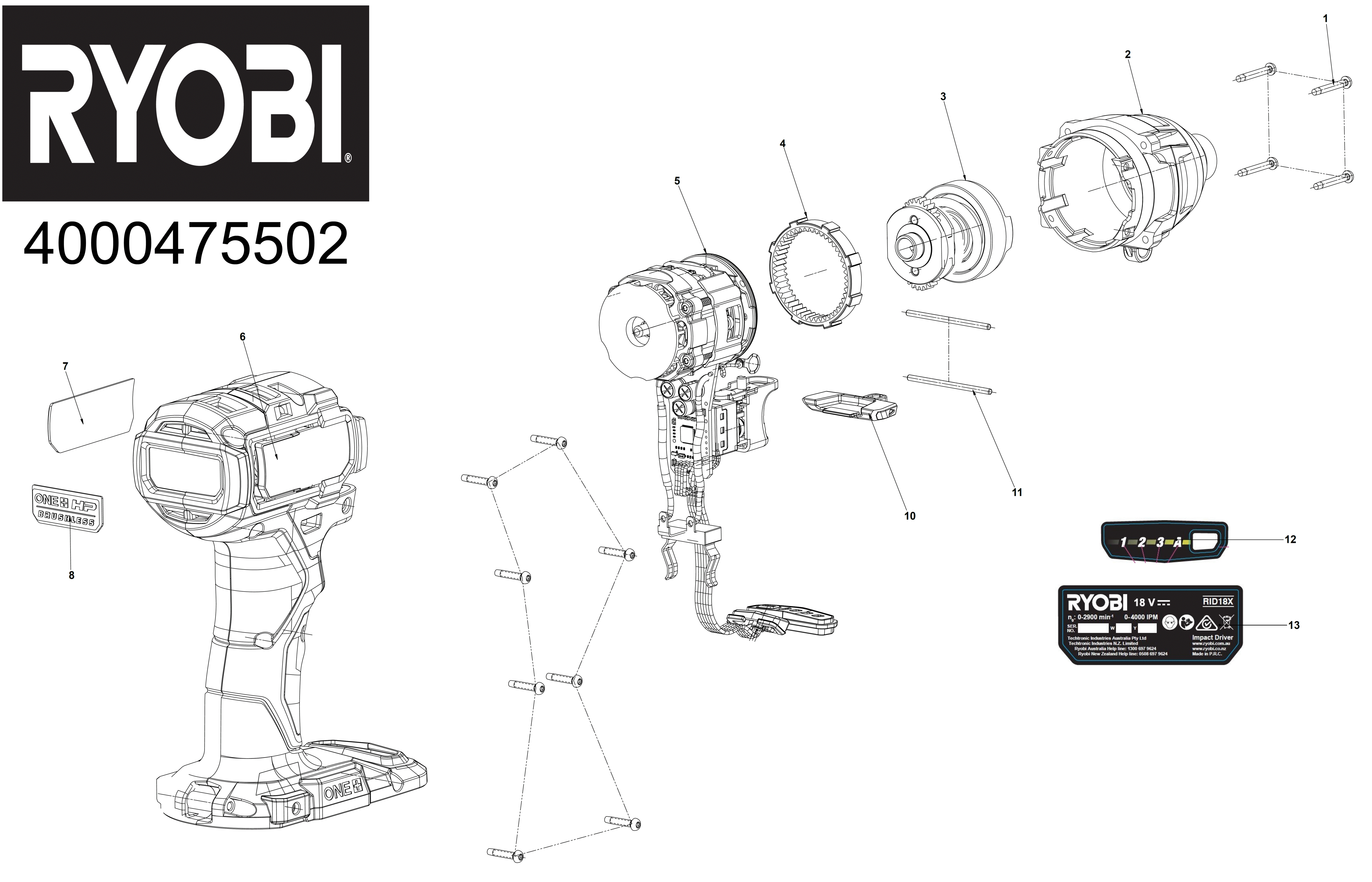 Ryobi RID18X-0 - Bohrschrauber, Schlagbohrschrauber 4000 XX96
