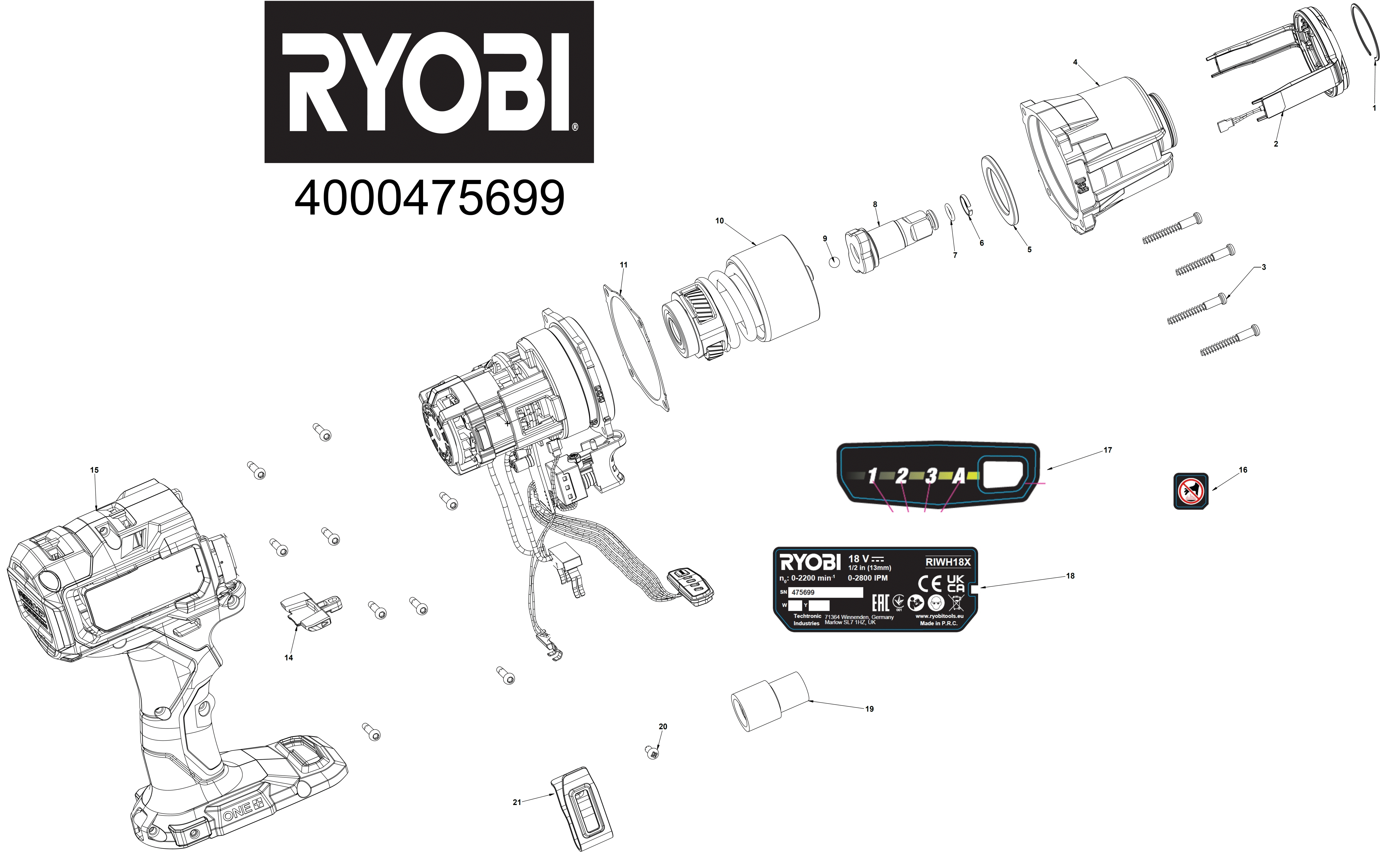 Ryobi RIWH18X-0 - Bohrschrauber, Schlagbohrschrauber XX96