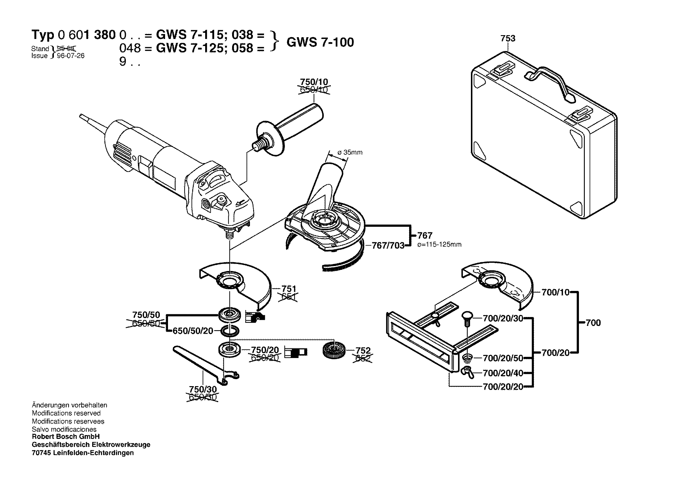 Hans Sauer GmbH - Ersatzteile Bosch Winkelschleifer GWS7-115