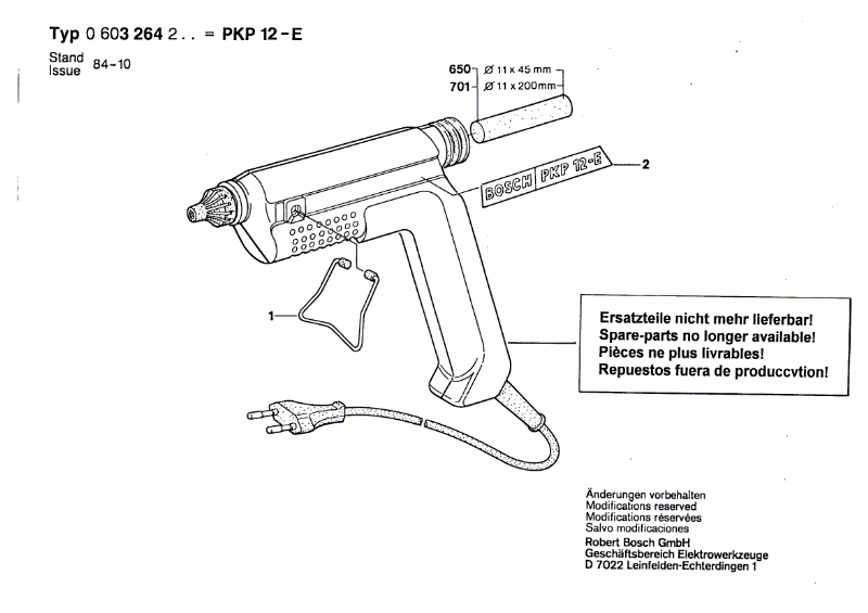 Bosch Heiklebepistole PKP12E