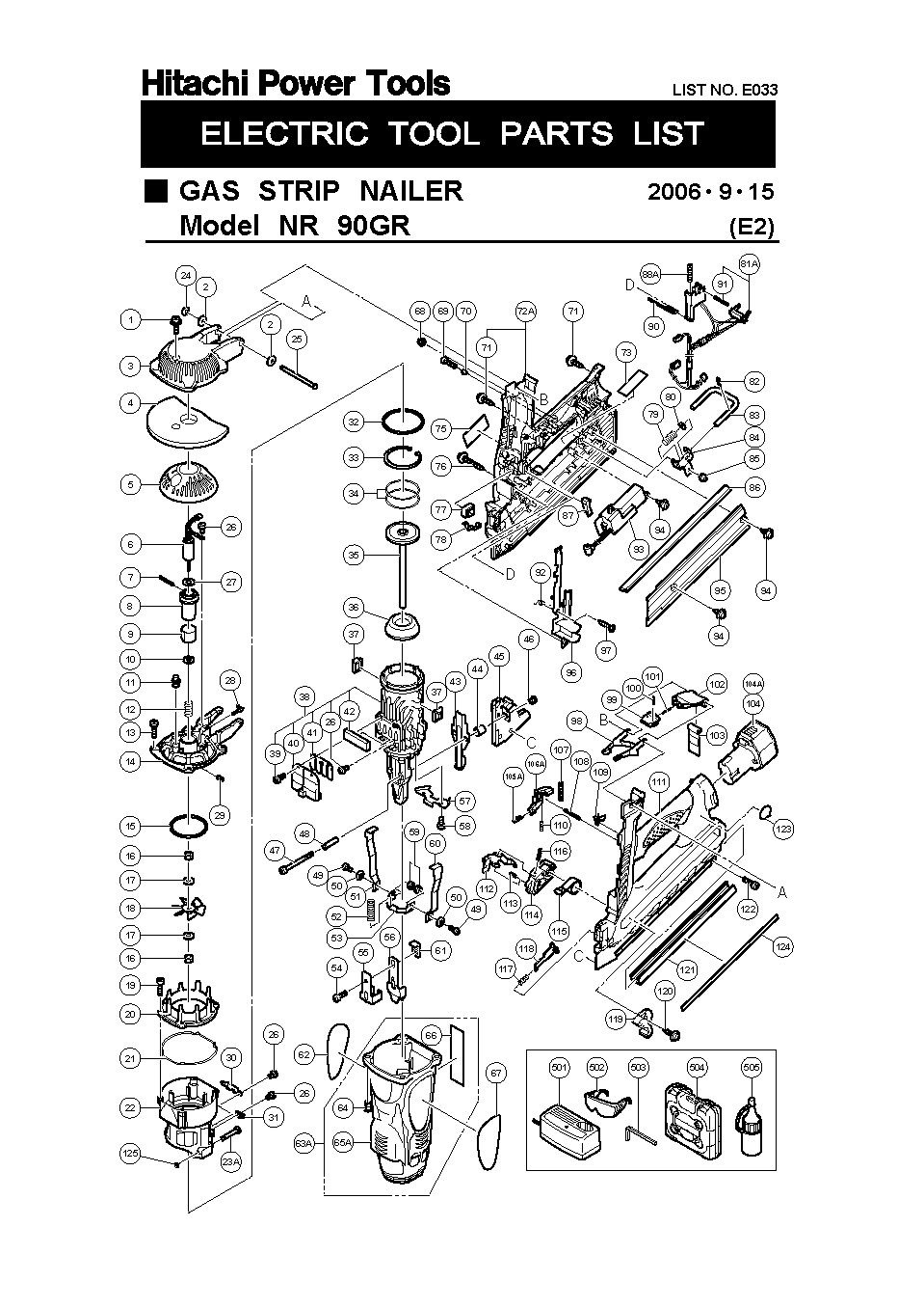 Hans Sauer GmbH Ersatzteile Hikoki (Hitachi) NR90GR StreifenNagler