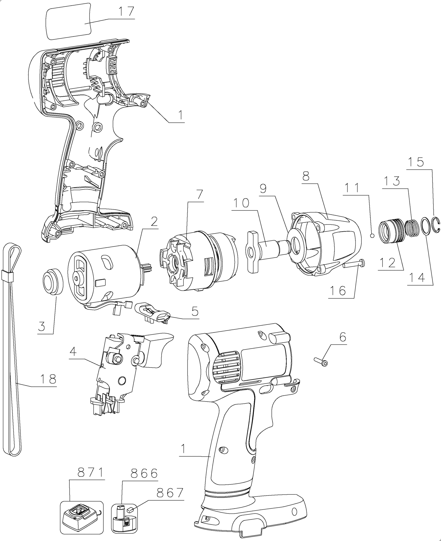 DW052K2-QW TYPE 1 12V IMPACT DRIVER