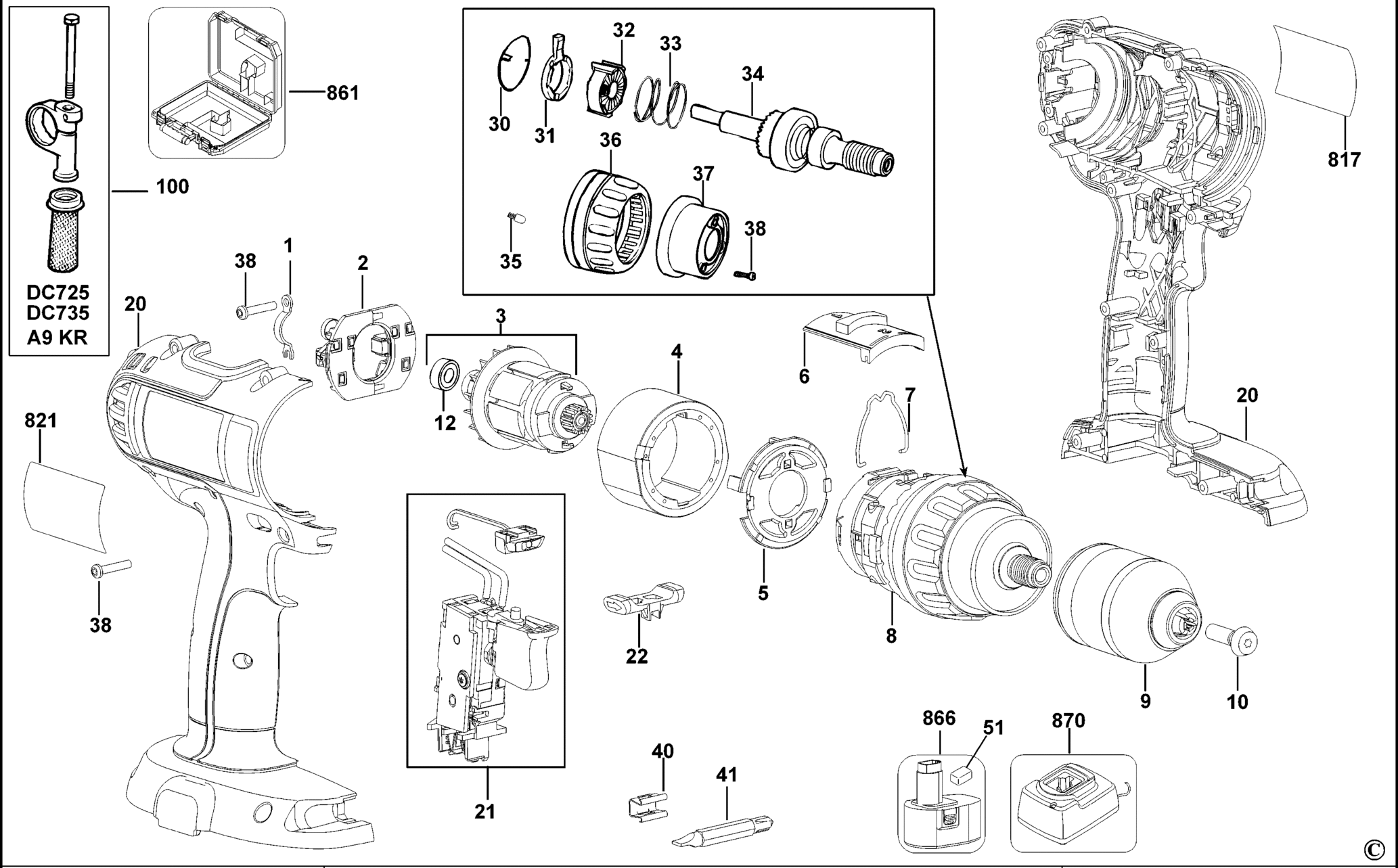DeWalt DC745K-QW TYPE 10 AKKU-BOHRMASCHINE