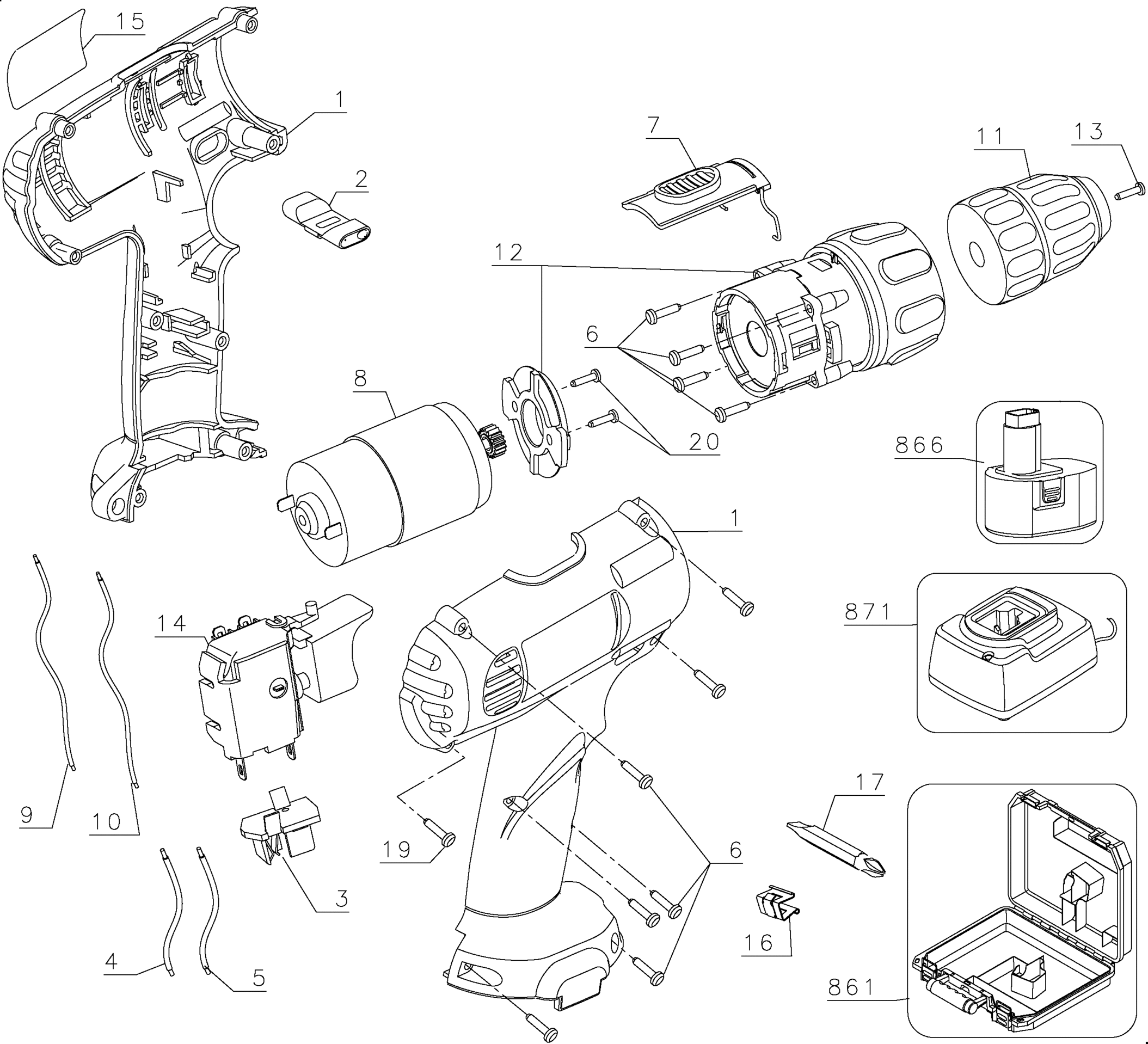 DW926K2-QW TYPE 1 9.6V DRILLDRIVER