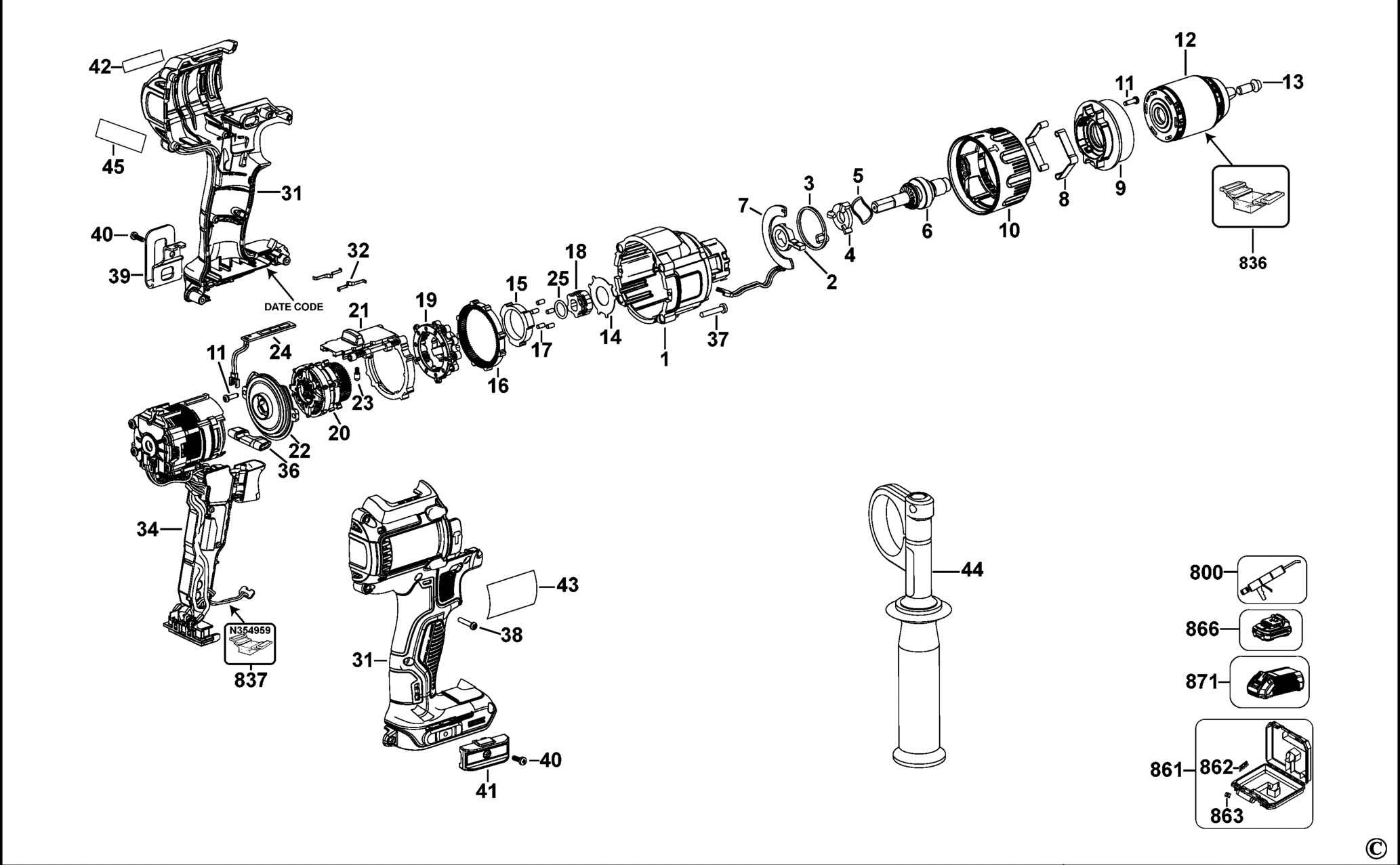 DCD937-QW TYPE 1 AKKU-BOHRMASCHINE