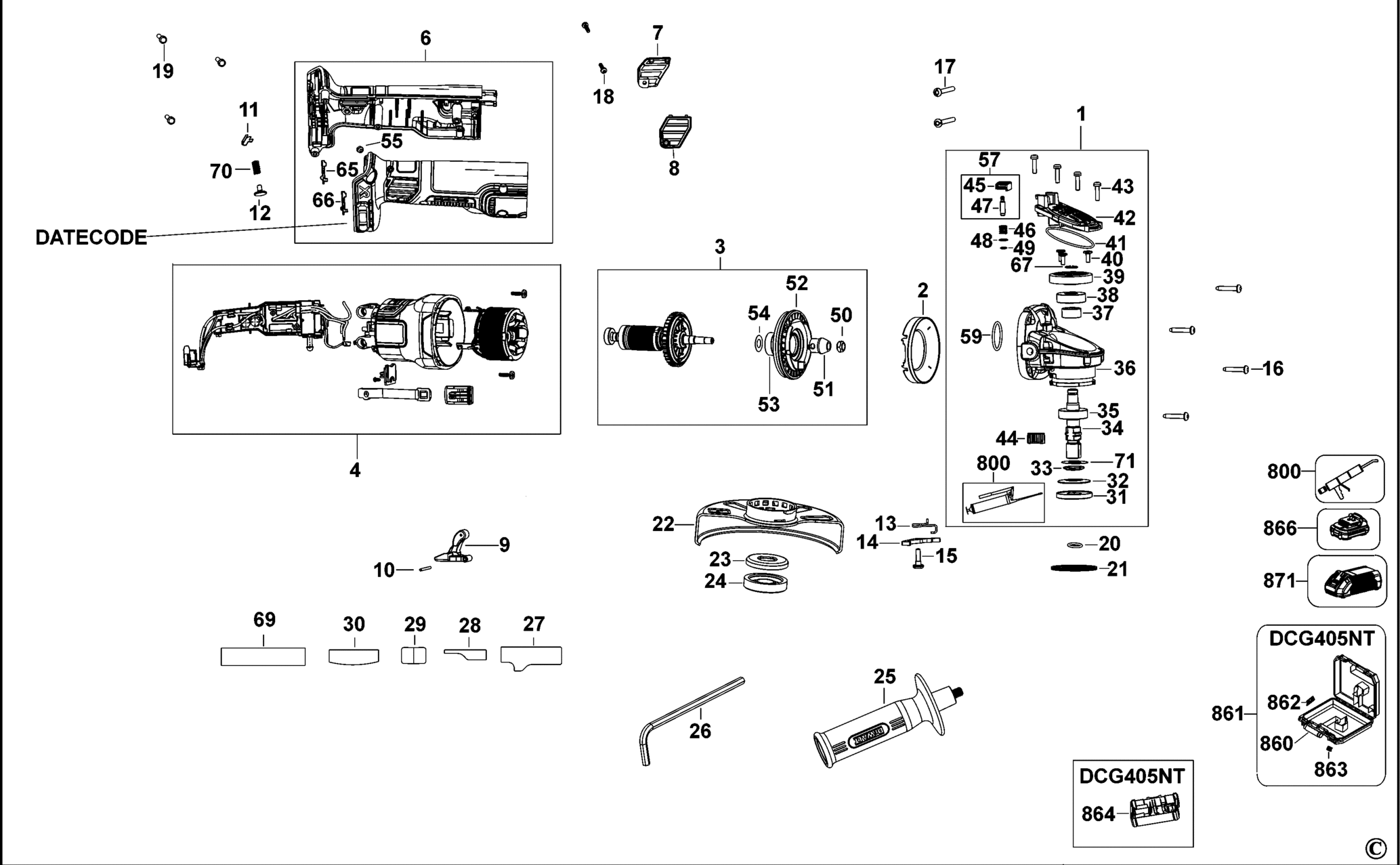 DCG405-QW TYPE 1 SMALL ANGLE GRINDER