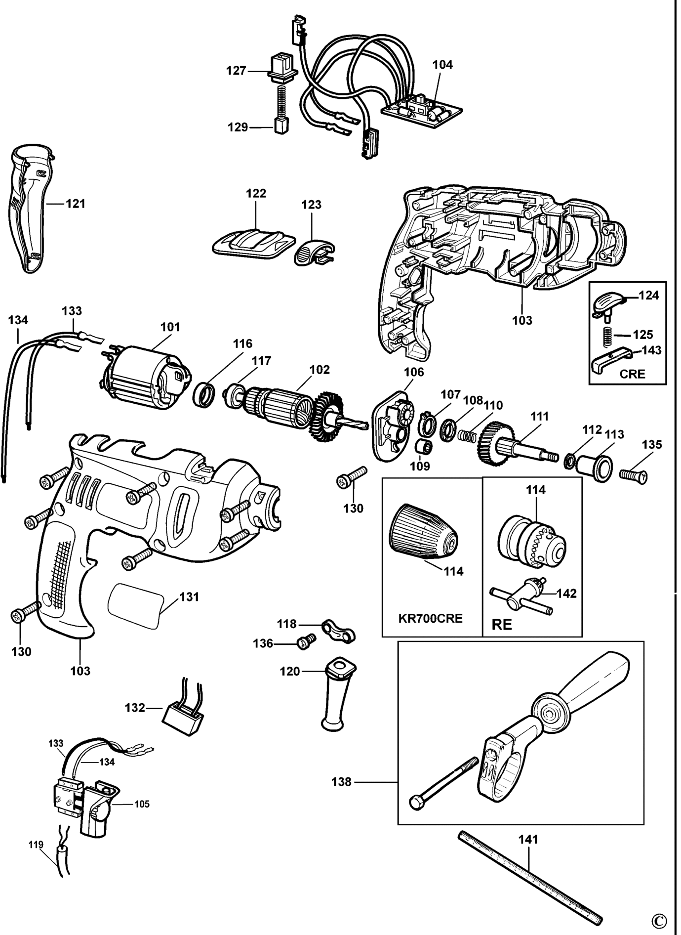 Black&Decker KR700CRE-QS TYPE 6 BOHRER XX96