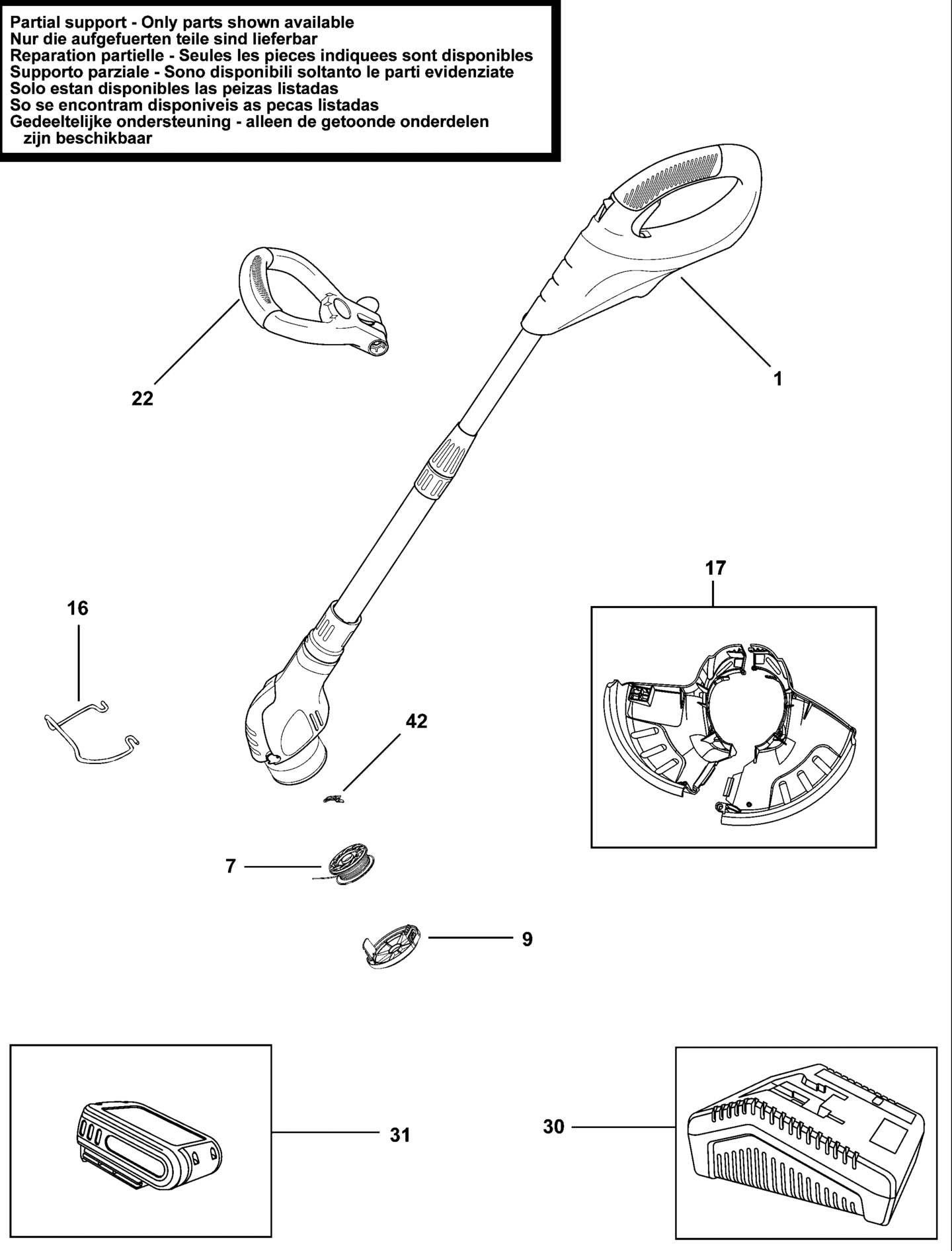 Black&Decker GLC2500L-QW TYPE H2 AKKU-RASENTRIMMER XX96