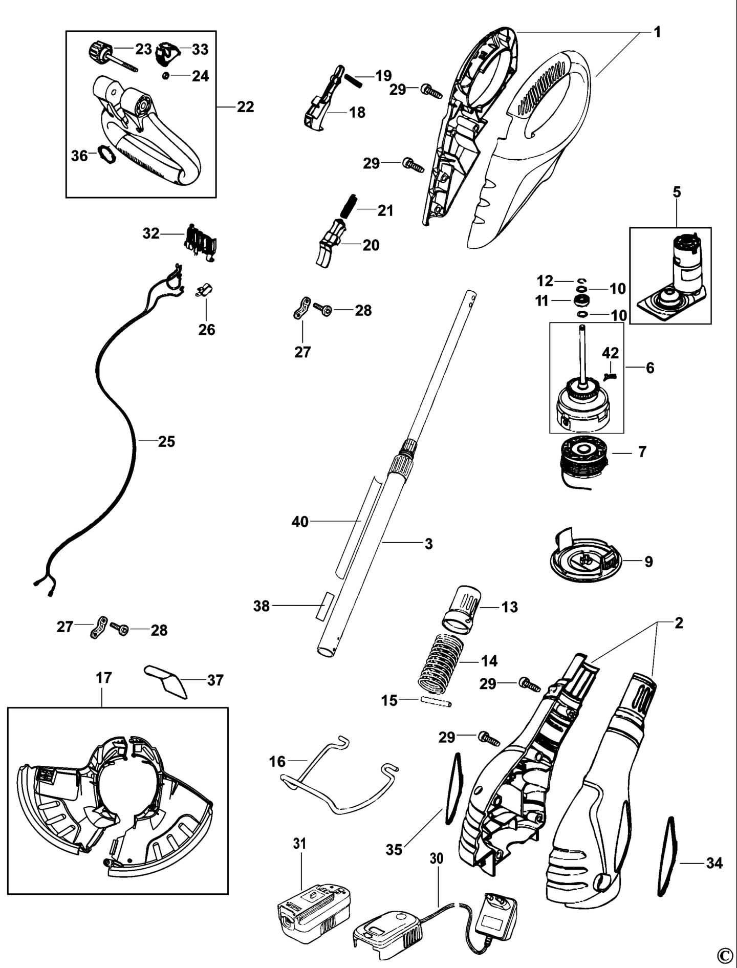 Black&Decker GLC2500NM-QW TYPE H4 AKKU-RASENTRIMMER XX96