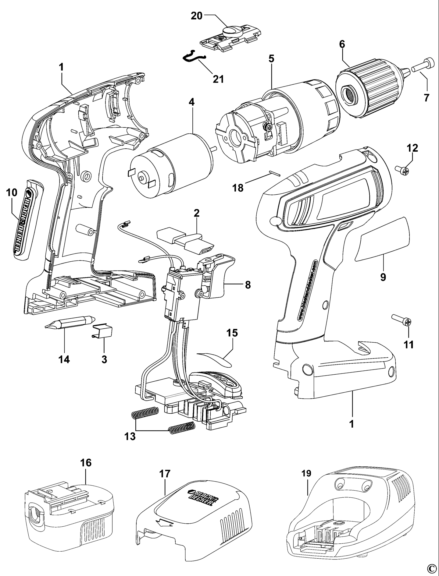 Black&Decker CP1421K-QW TYPE 1 AKKU-BOHRMASCHINE XX96