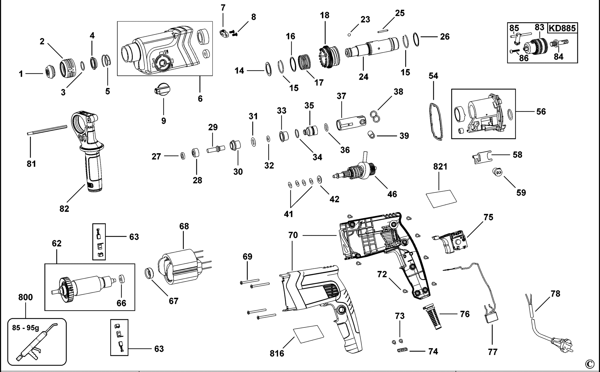 Black&Decker KD855-QS TYPE 2 DREHHAMMER XX96
