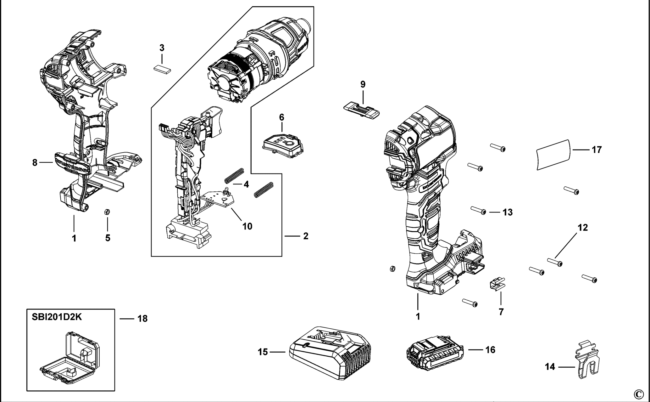 SBI201-XJ TYPE 1 AKKU-BOHRMASCHINE 18V LI-ION