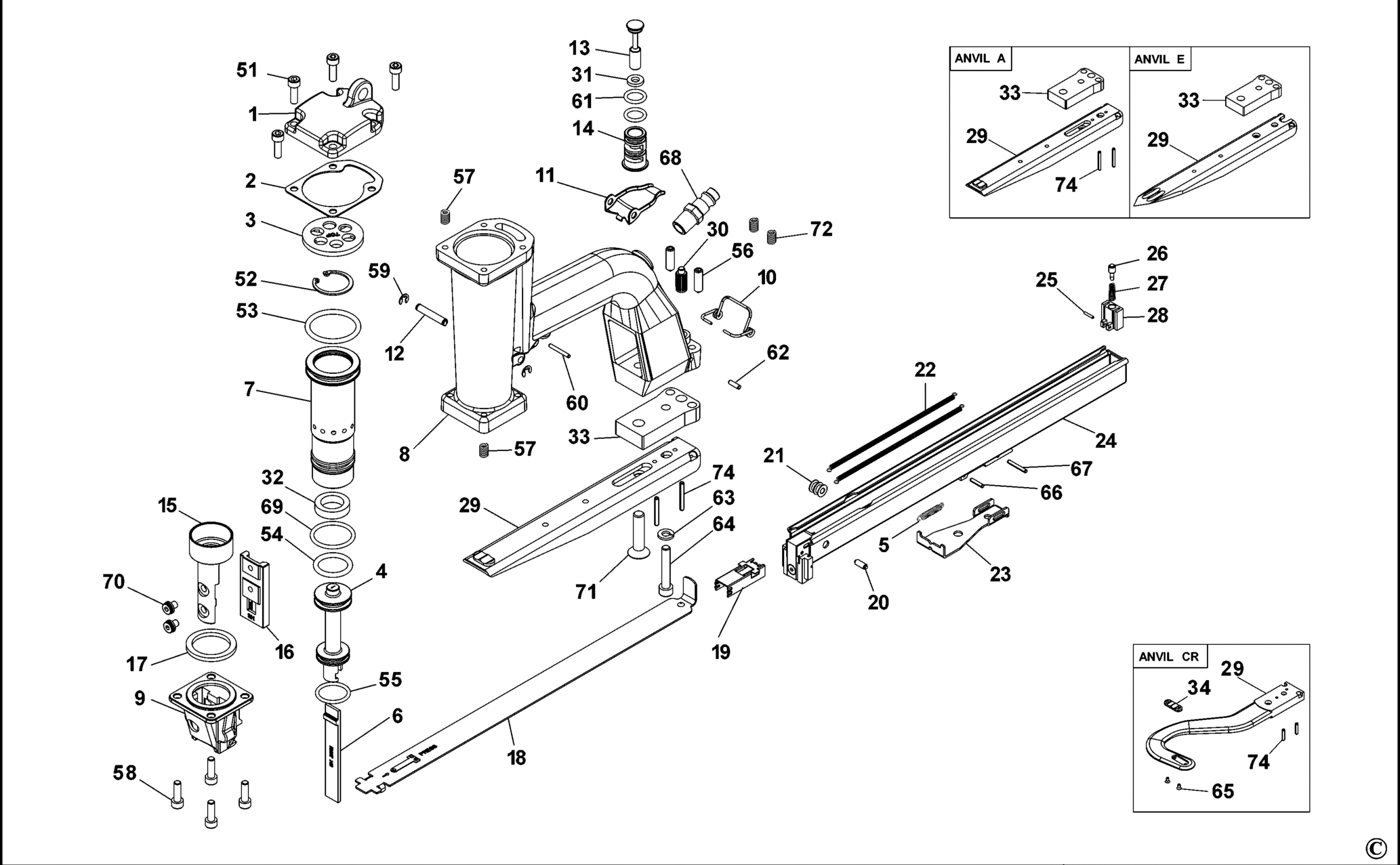 P51-XJ TYPE REV A PNEUMATISCHE HEFTZANGE