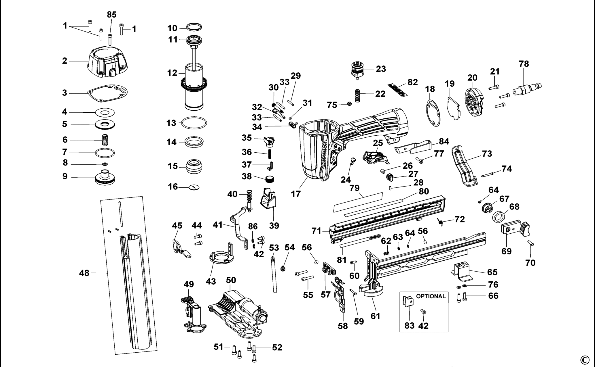 Bostitch SL1838BC-E-XJ TYPE REV C DRUCKLUFTKLAMMER AGRAFEU