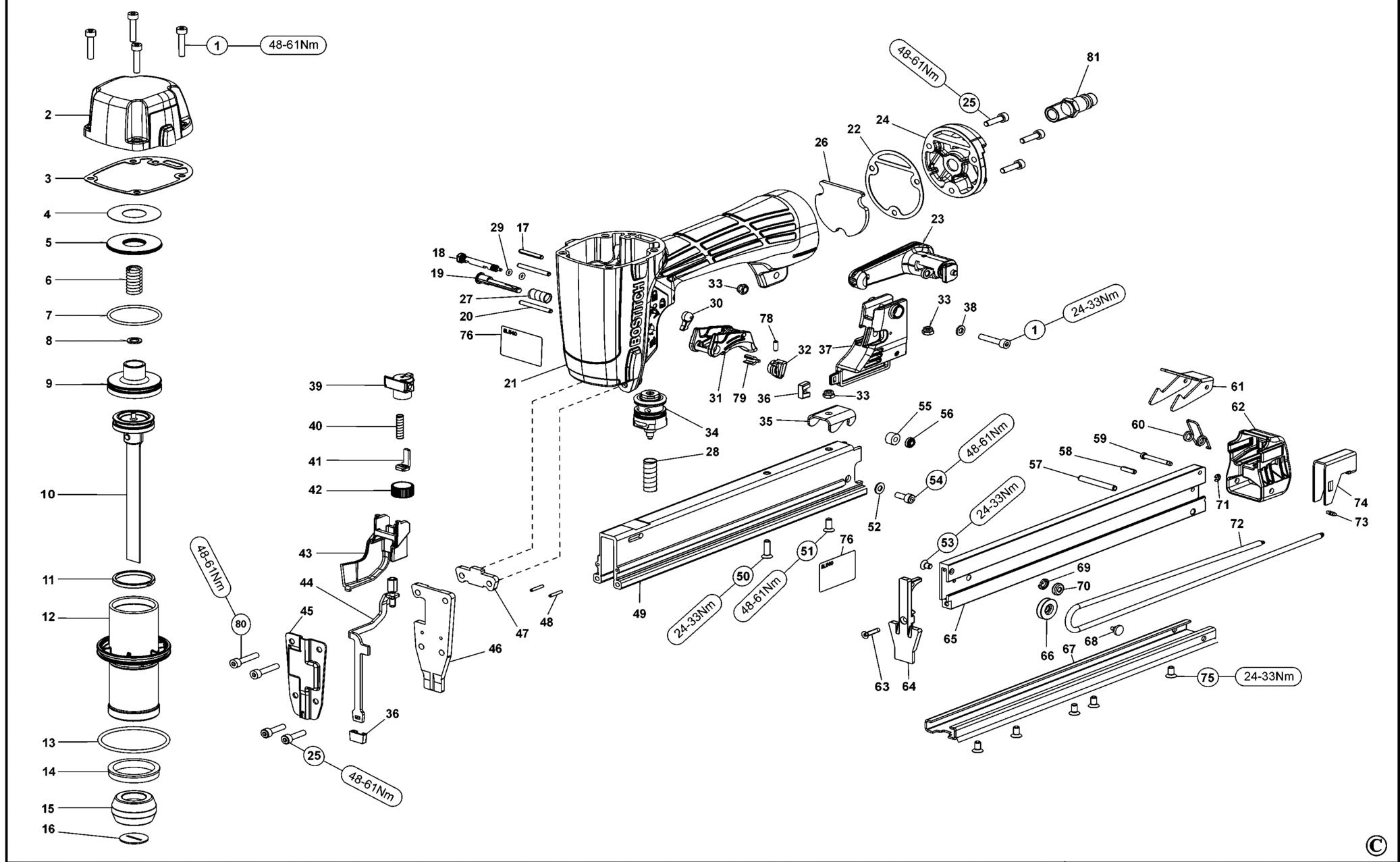 SL540-XJ TYPE REV E DRUCKLUFTKLAMMER AGRAFEUSE