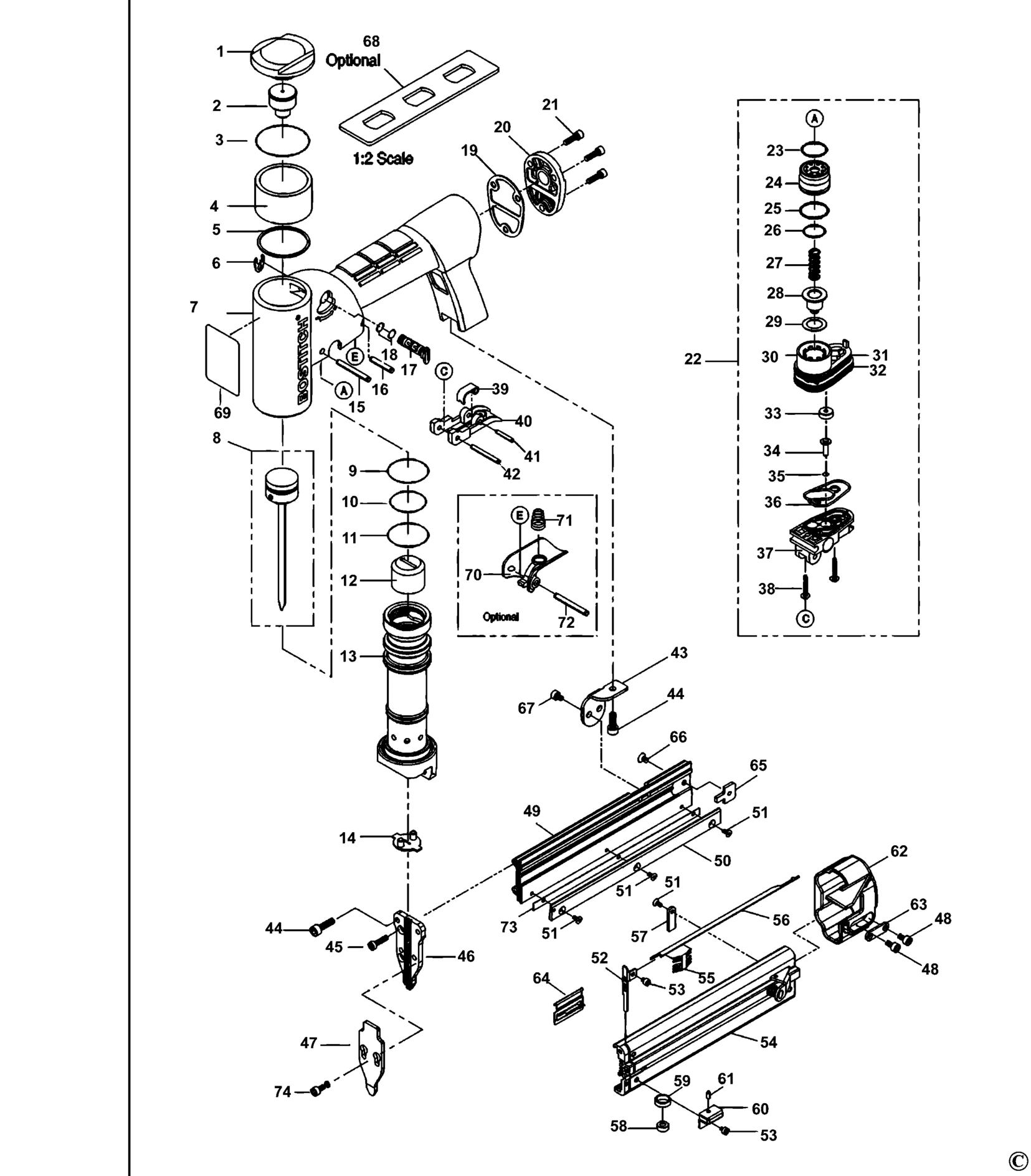 Bostitch TU-216-1825K-E-XJ TYPE REV A NAILER
