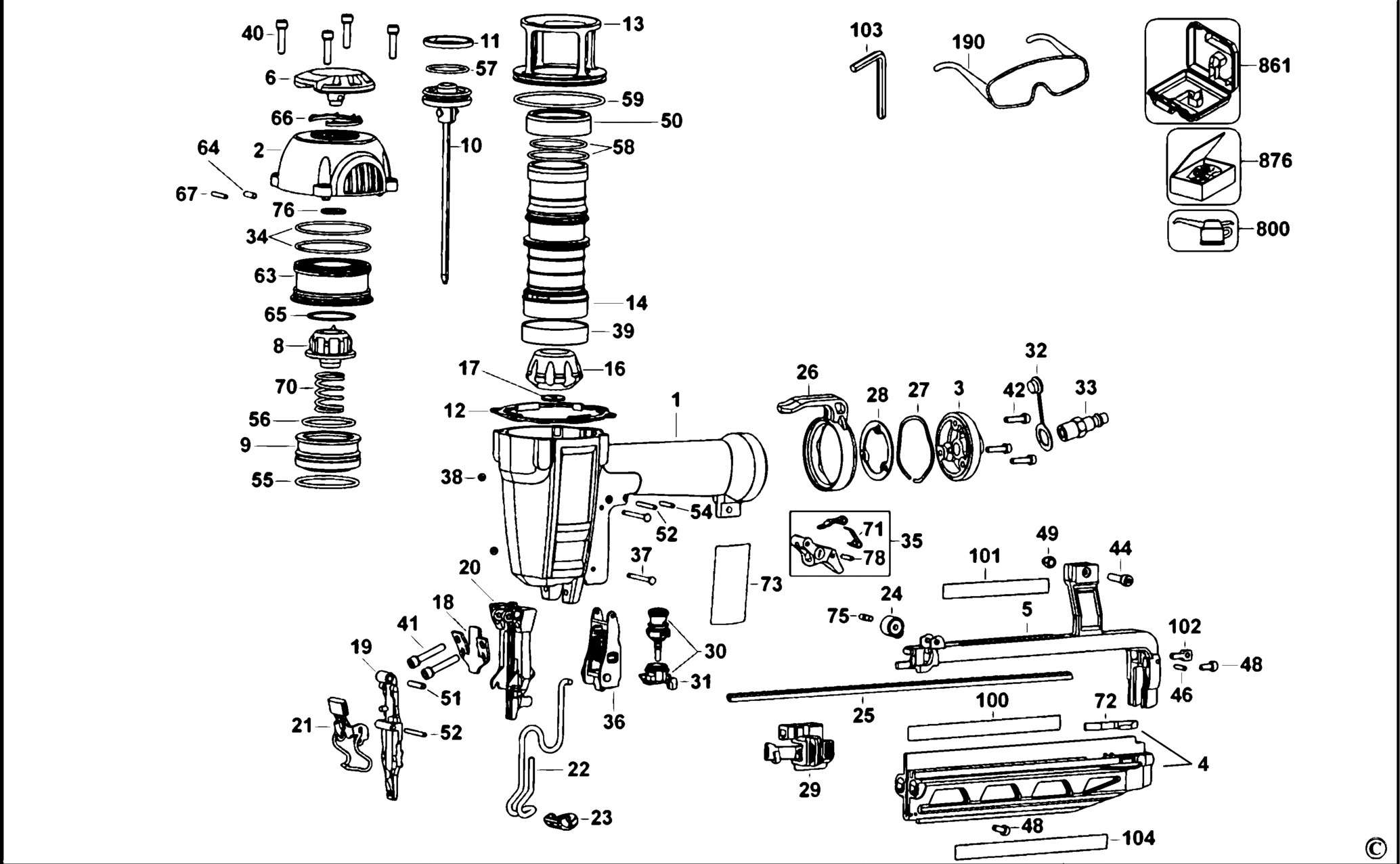 D51257K-XJ TYPE 1 63 mm Stift - Nagler