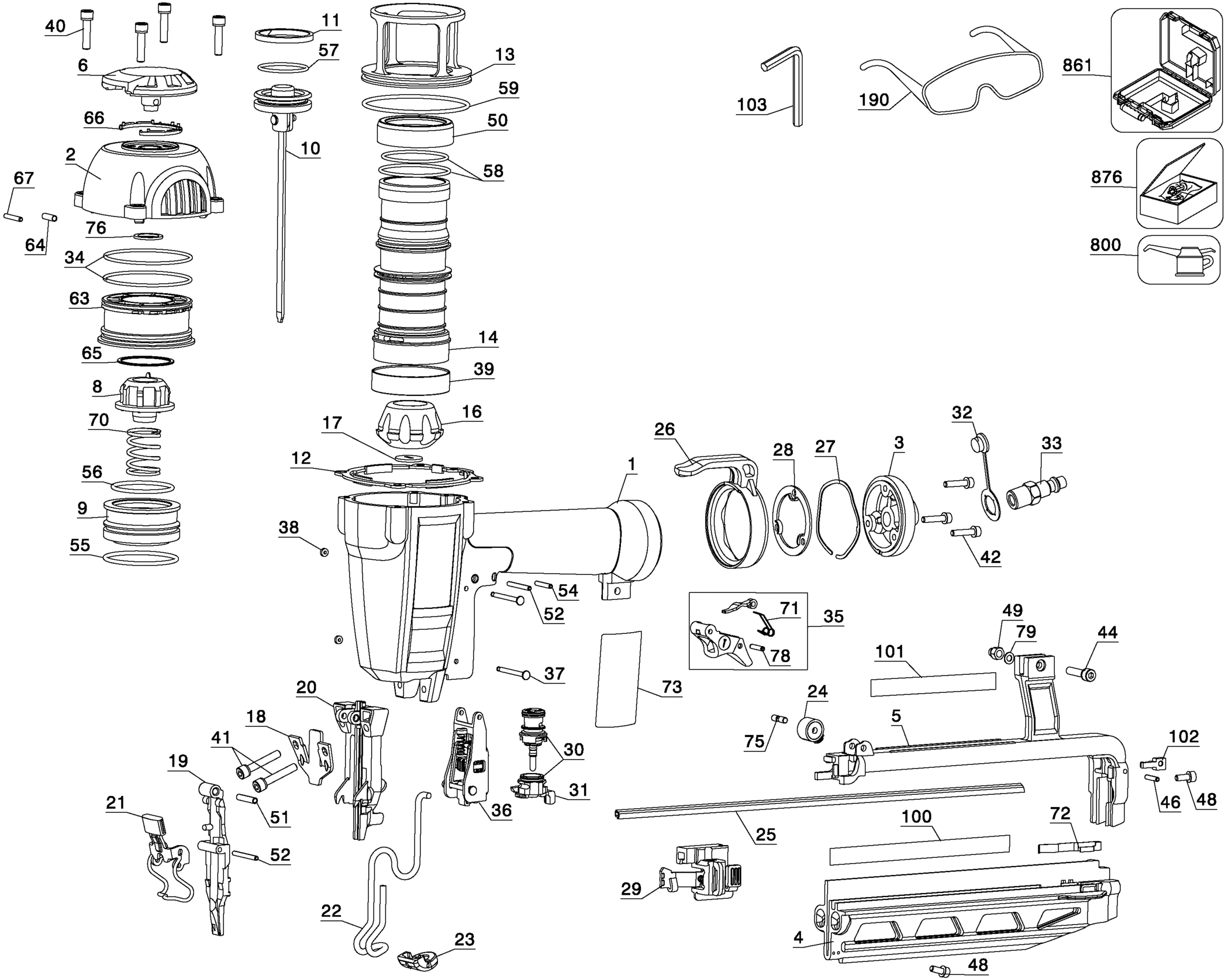 D51257K-XJ TYPE 2 63 mm Stift - Nagler