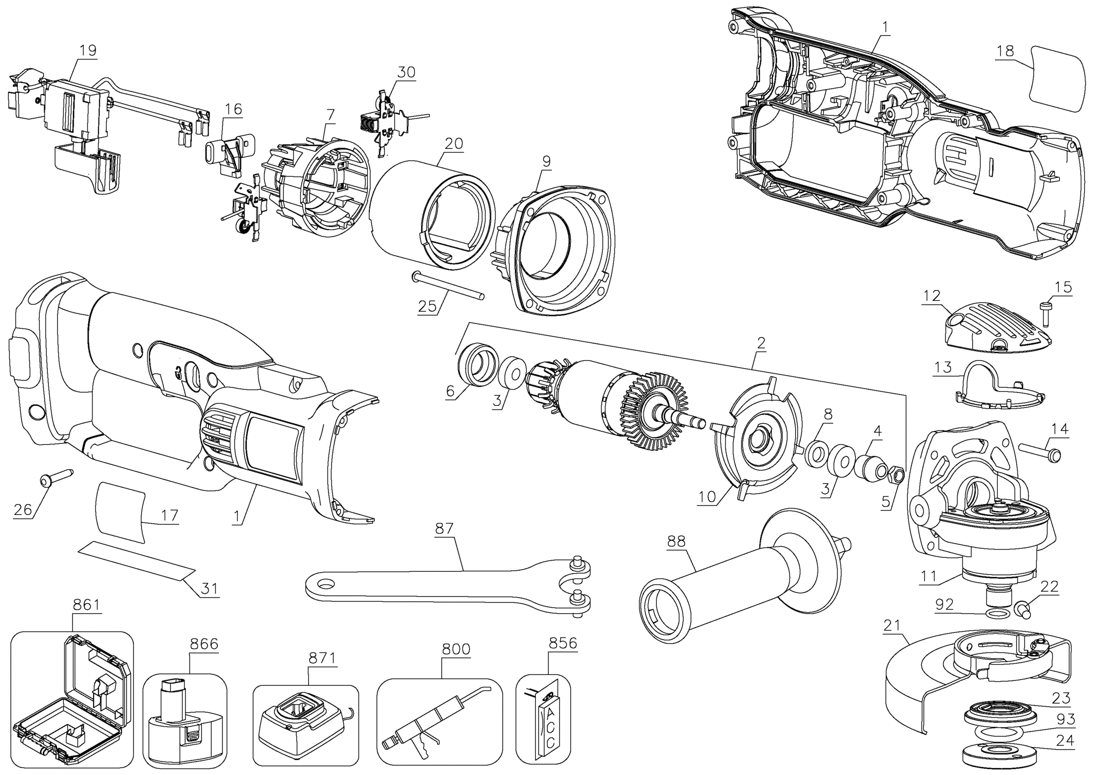 DC411K-XJ TYPE 1 18V Bare Kit SAG