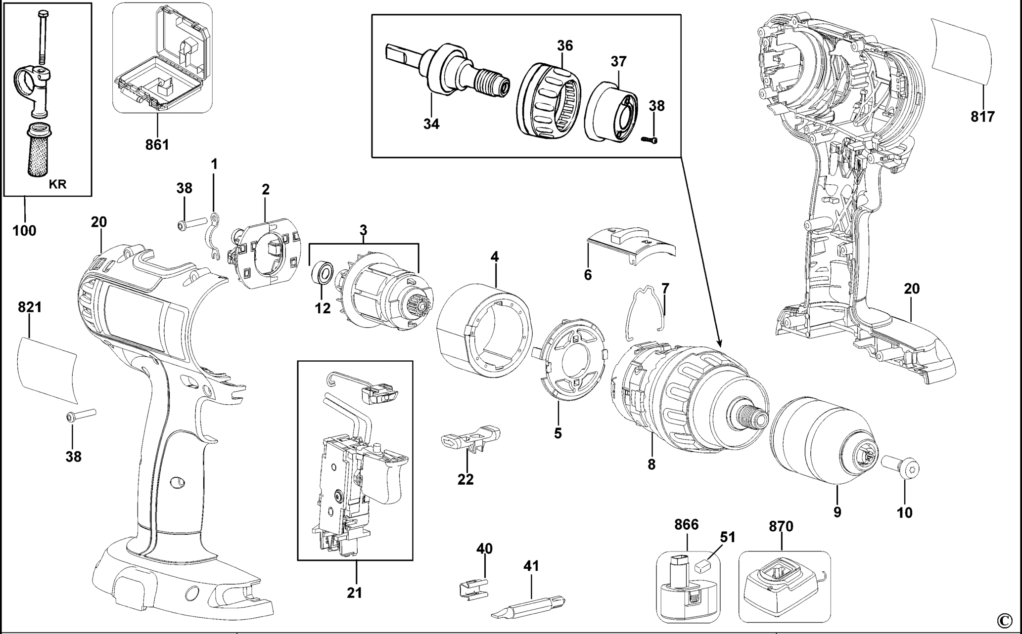 DeWalt DC732K-XJ TYPE 1 AKKU-BOHRMASCHINE