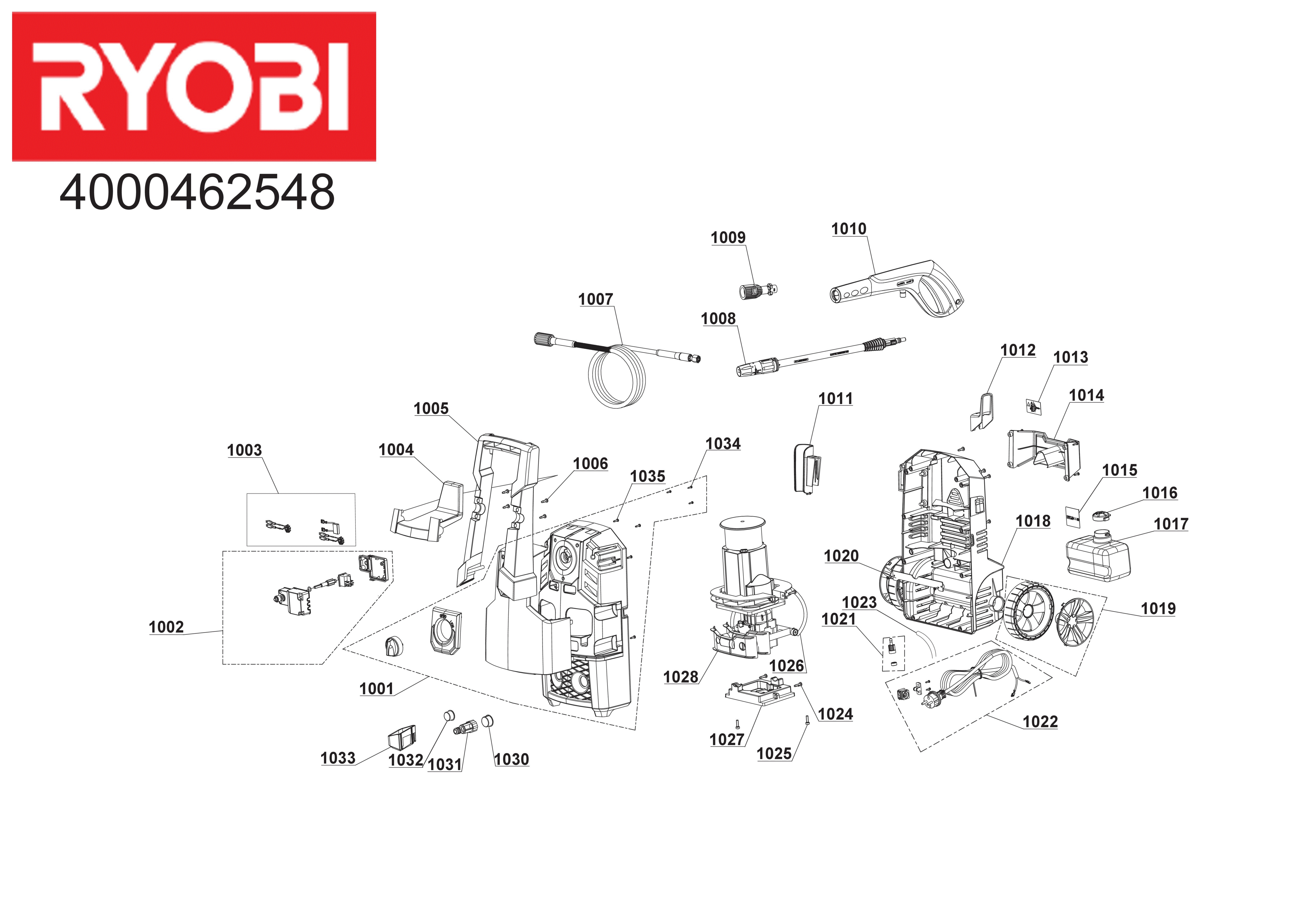 Hans Sauer GmbH Ersatzteile Ryobi RPW120B Pressure Washers XX96