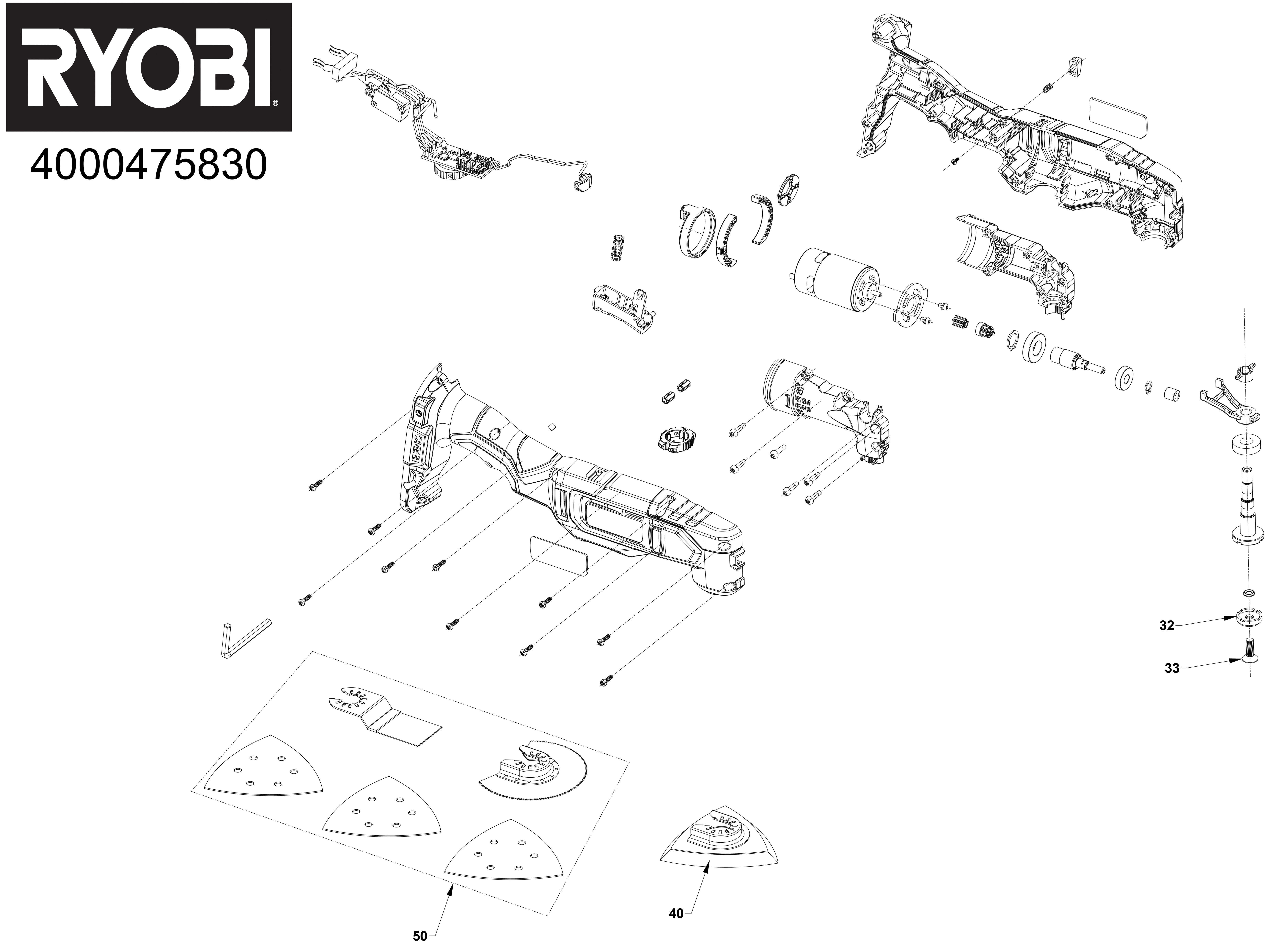 Hans Sauer GmbH - Ersatzteile Ryobi RMT18-120SA15 - Sanders