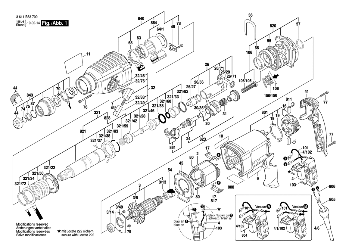 Hochwertiger Trade-Shop Ersatz Schalter Regler für Bosch GBH 2-25 GBH 2-26 DFR GBH 2-26 DRE ersetzt 16170006D4 / Bohrhammer Stemmhammer