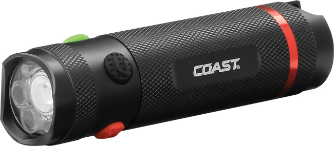 COAST TX12 Handlampe 385 Lumen mit weißem, roten und grünem Licht - in Geschenkbox